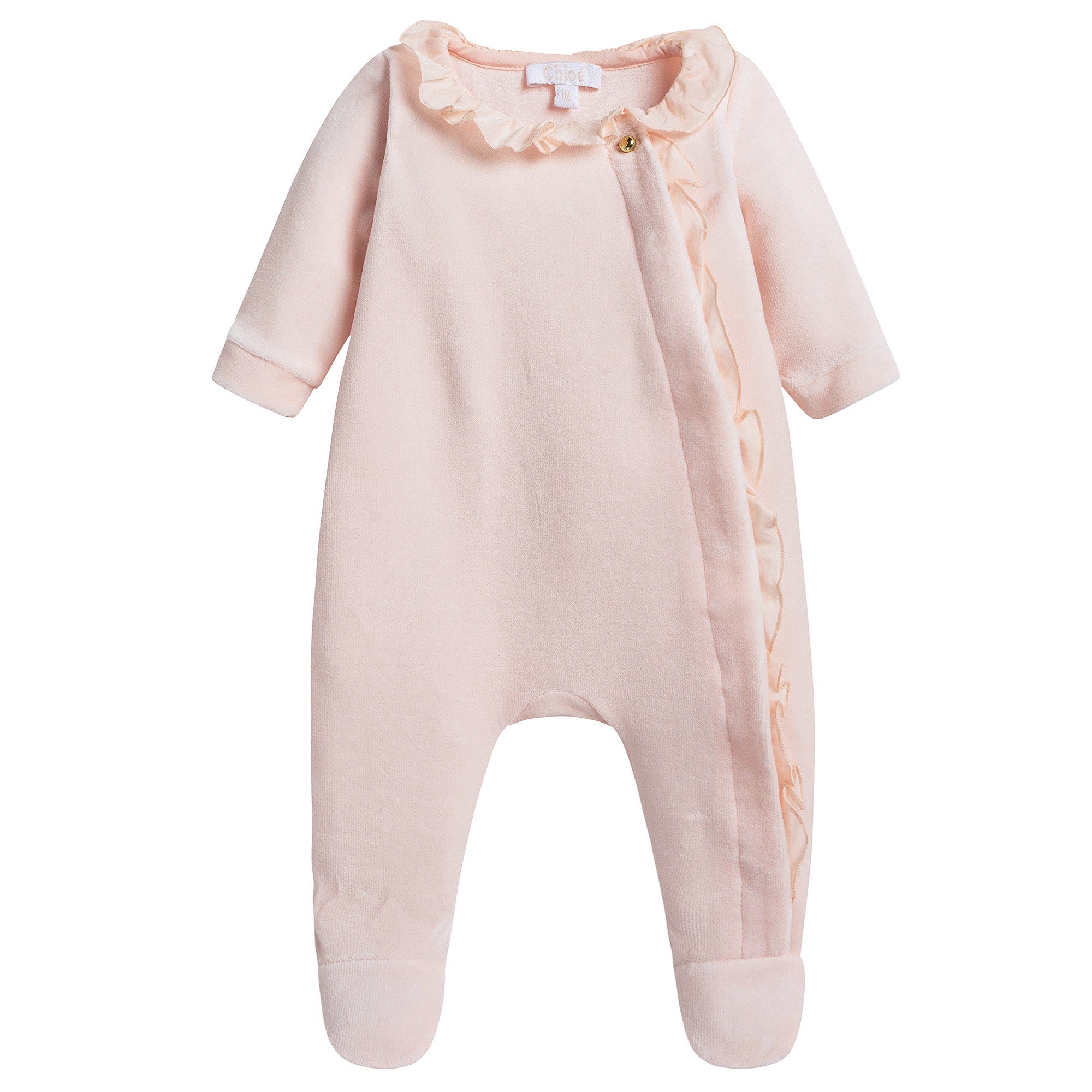 Baby Girls Pink Velour Babygrow