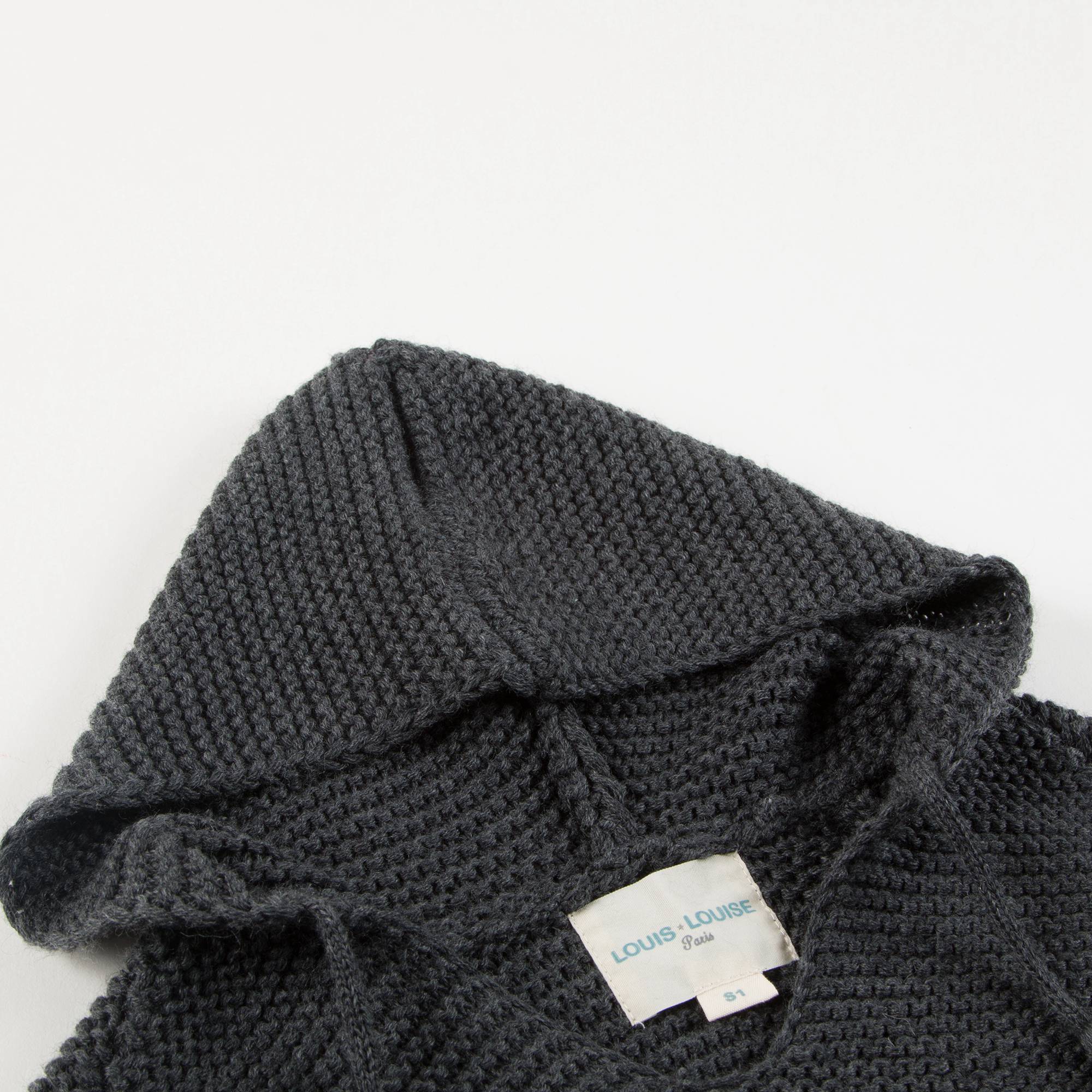 Baby Girls & Girls Wool knitted Grey  Poncho