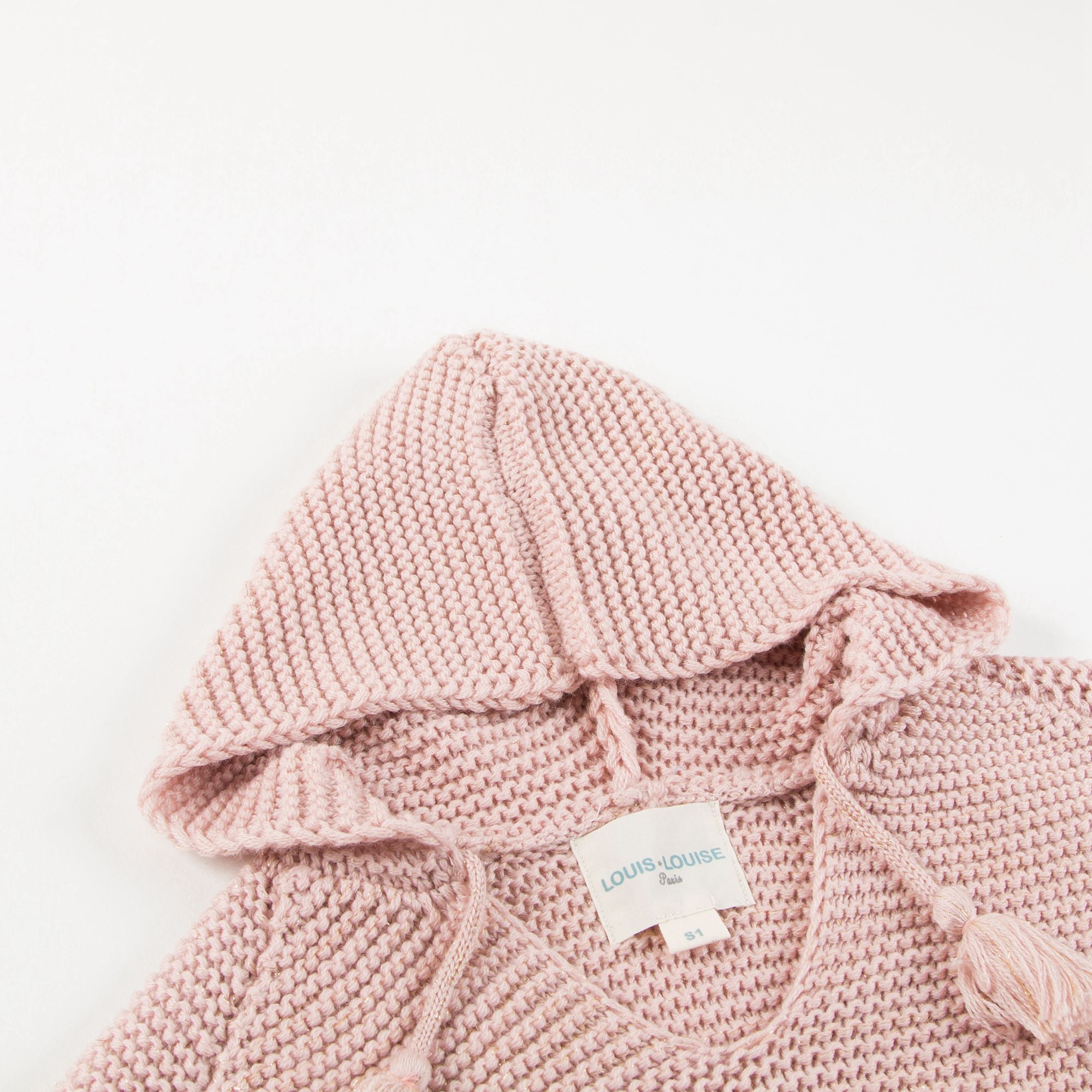 Baby Girls & Girls Wool knitted Pink  Poncho