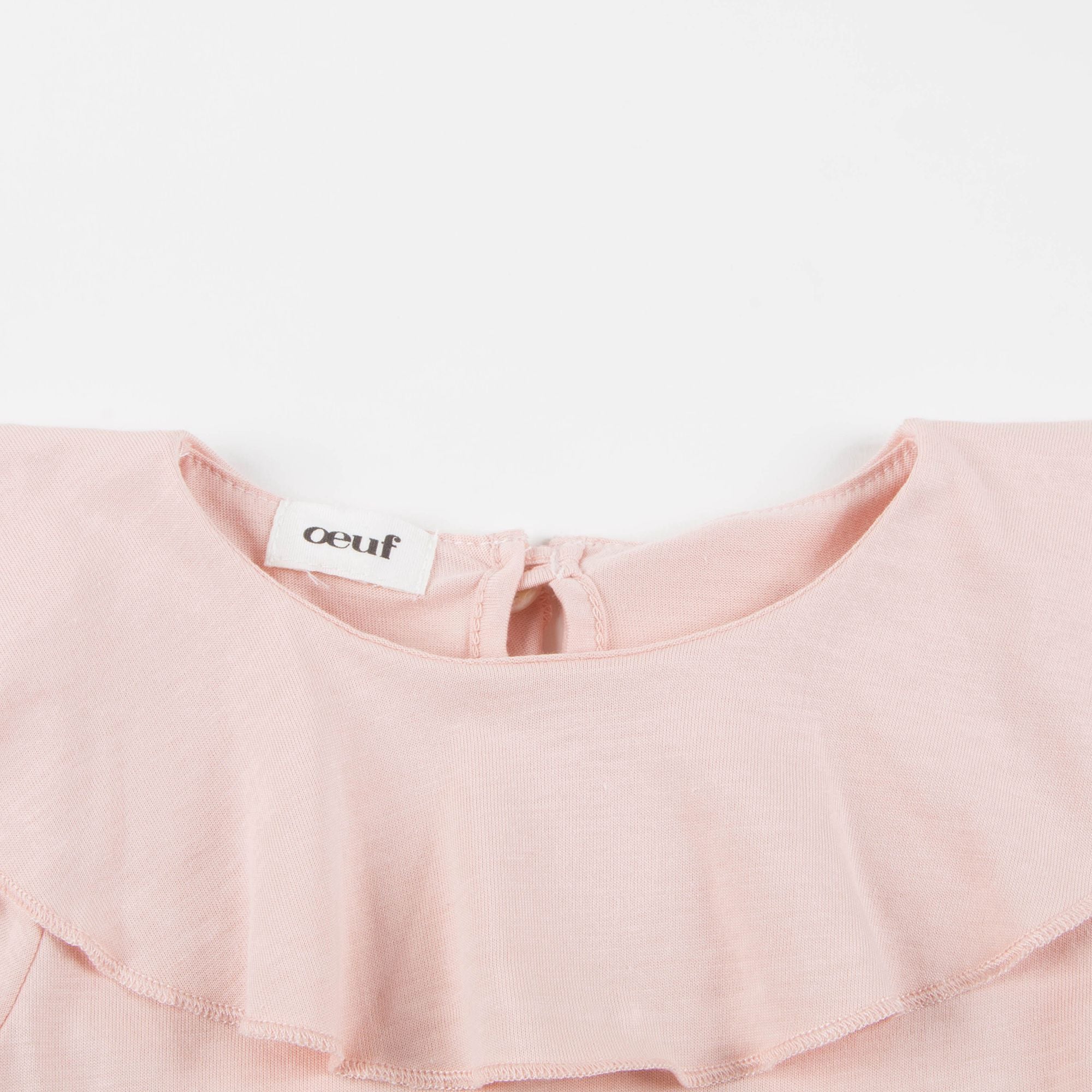 Girls Pink Ruffle Collar Organic Pima Cotton T-shirt