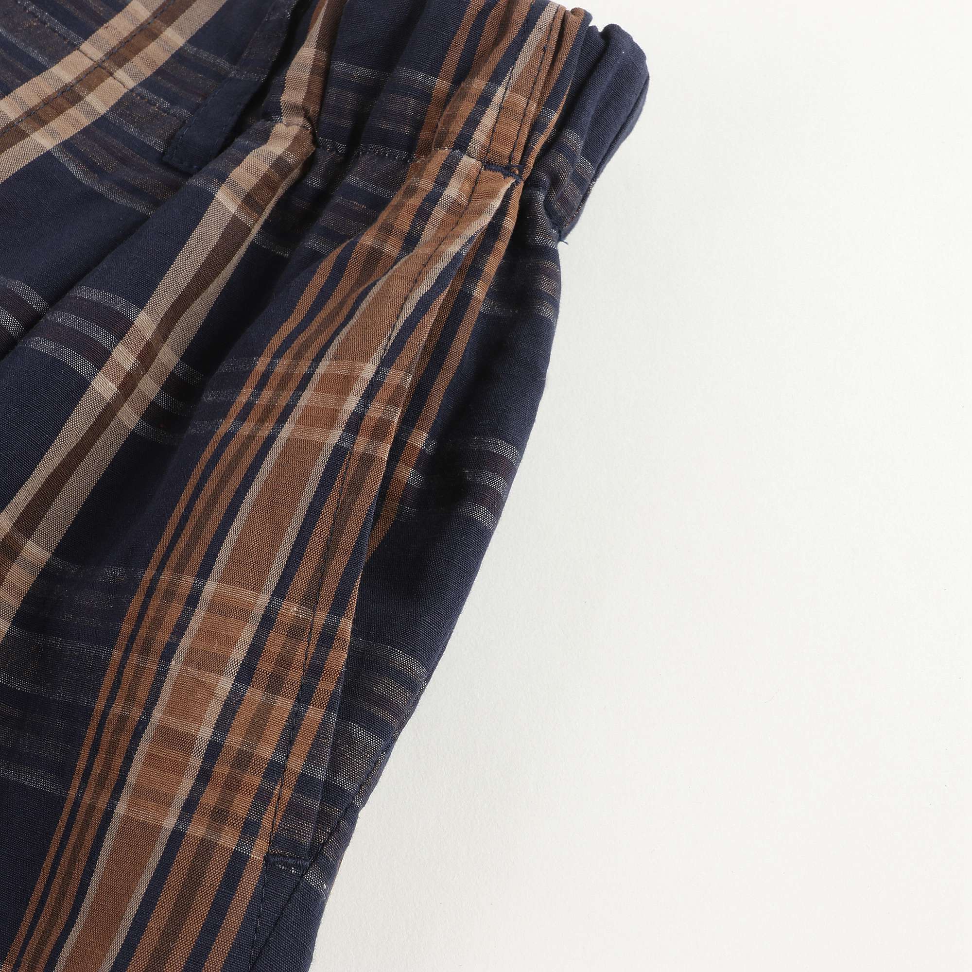 Boys Navy Madras Wide Shorts