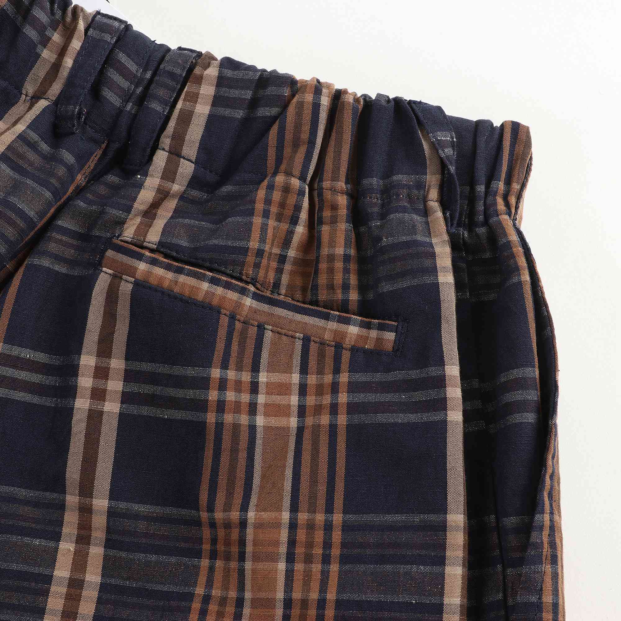 Boys Navy Madras Wide Shorts