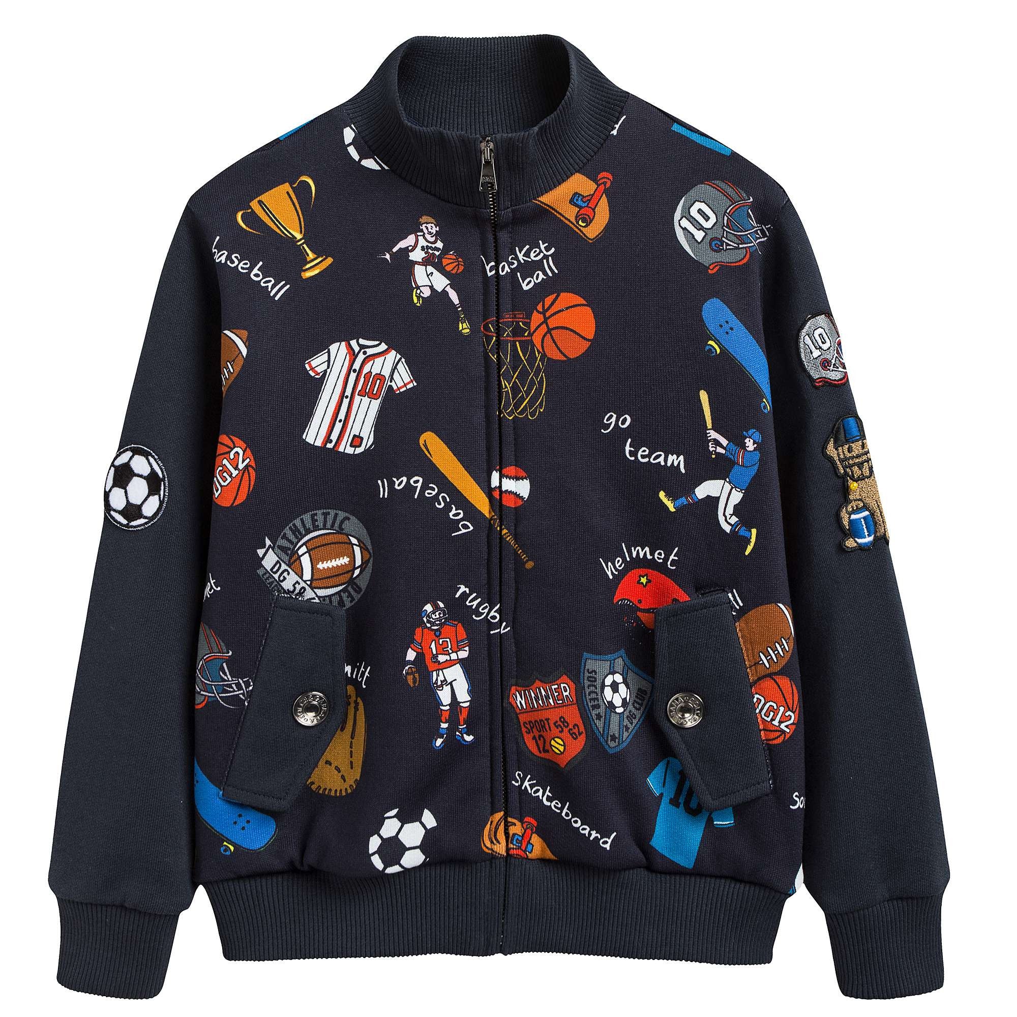 Boys Blue Sports Badge Jacket