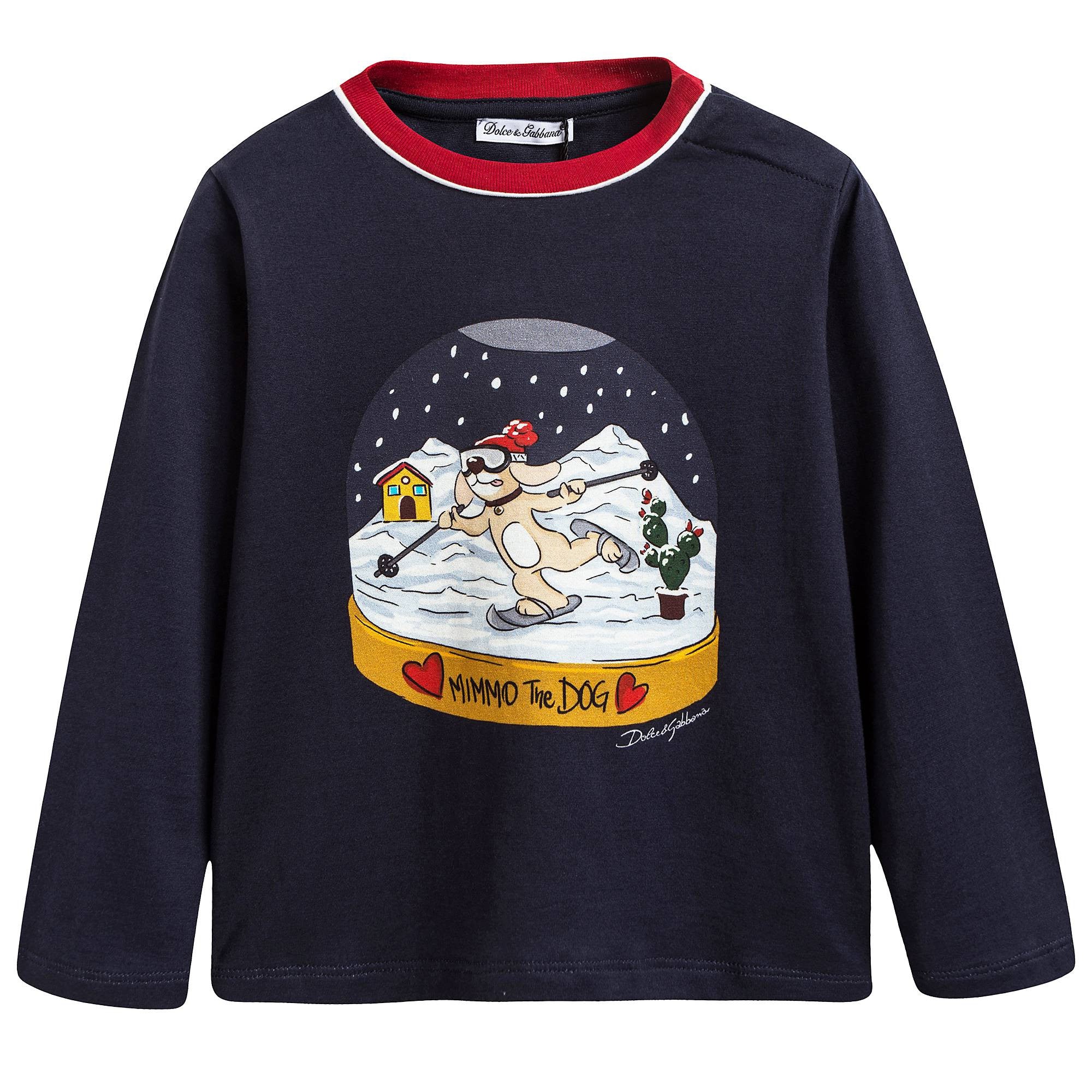 Baby Boys Dark Blue Dog Printed T-shirt