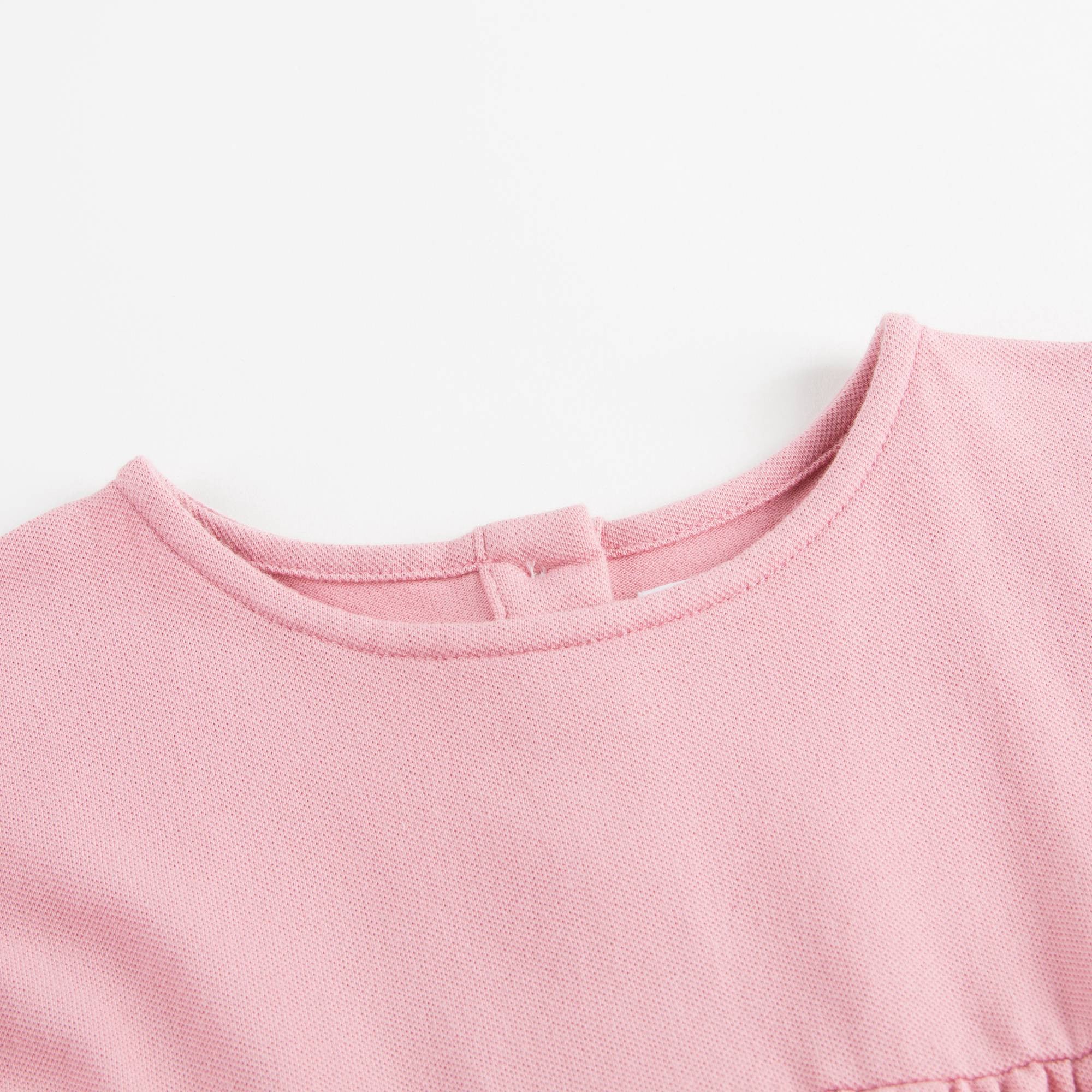 Baby Girls Pink Cotton Dress With Check Trim