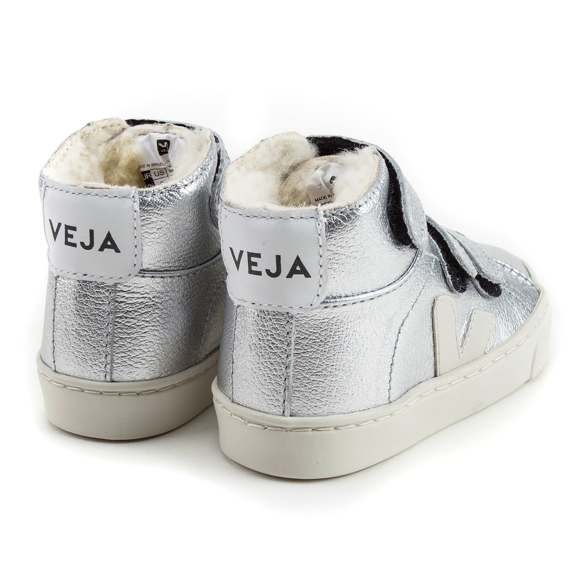 Boys & Girls Silver Velcro Leather Shoes With Fur
