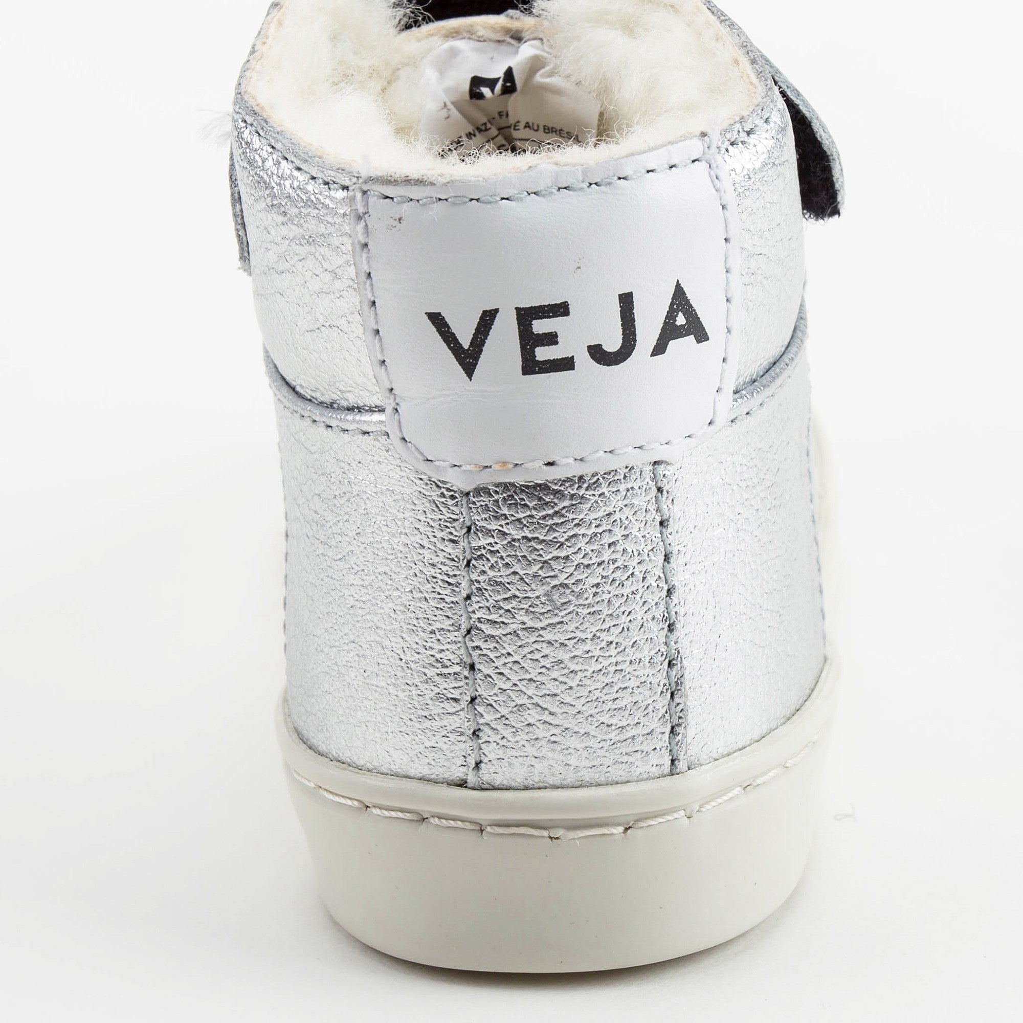Boys & Girls Silver Velcro Leather Shoes With Fur