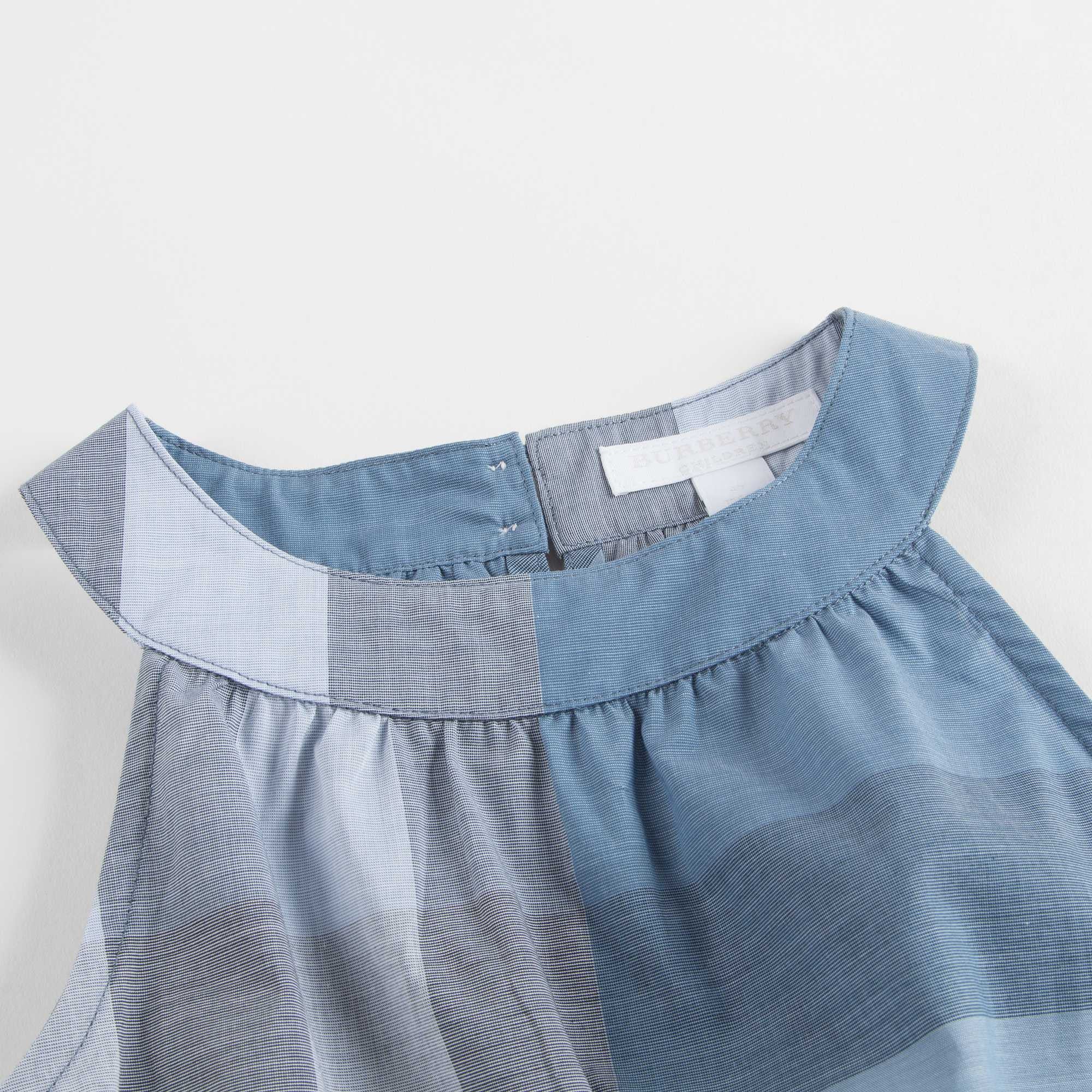 Girls Blue & Grey Check Sleeveless Top