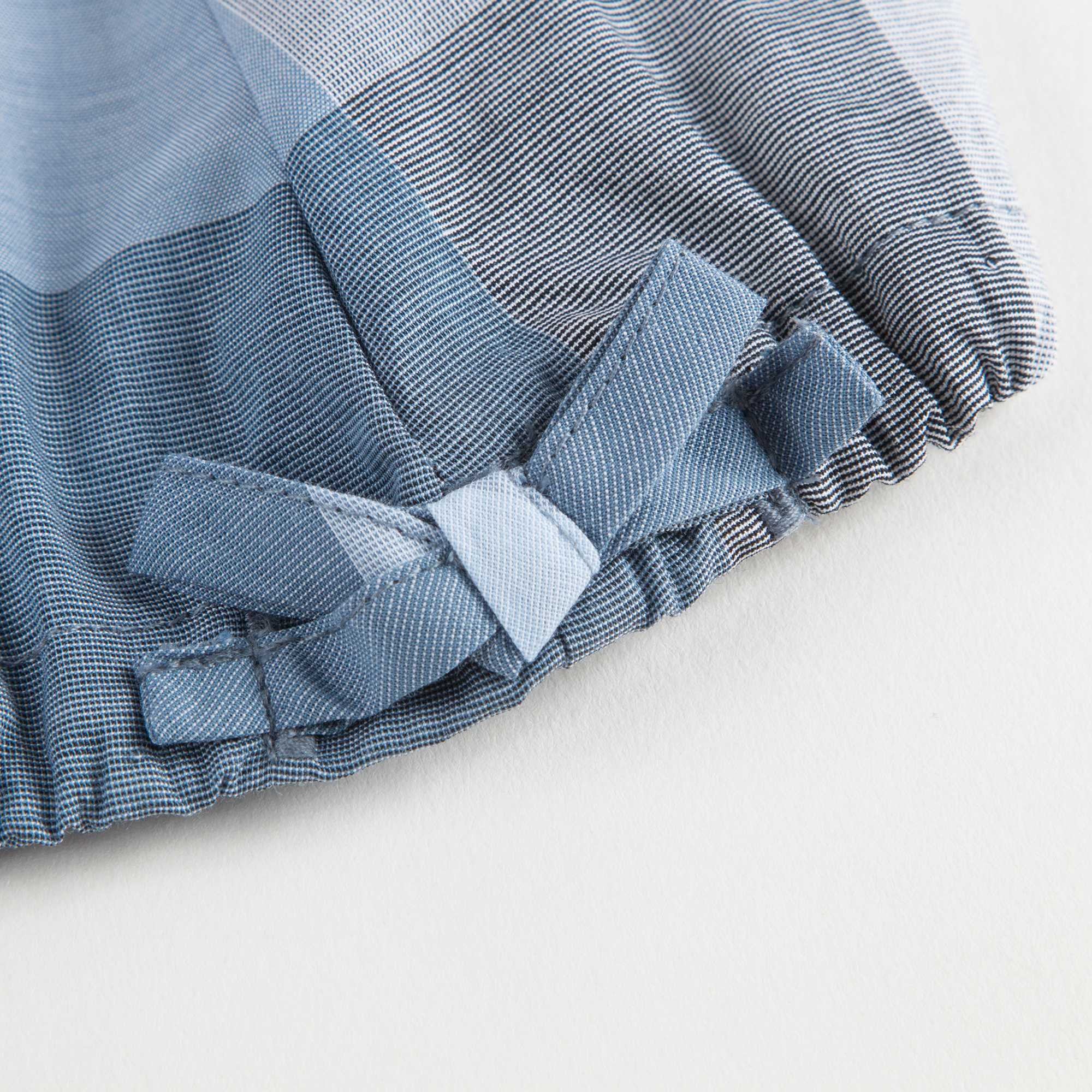 Girls Blue & Grey Check Sleeveless Top