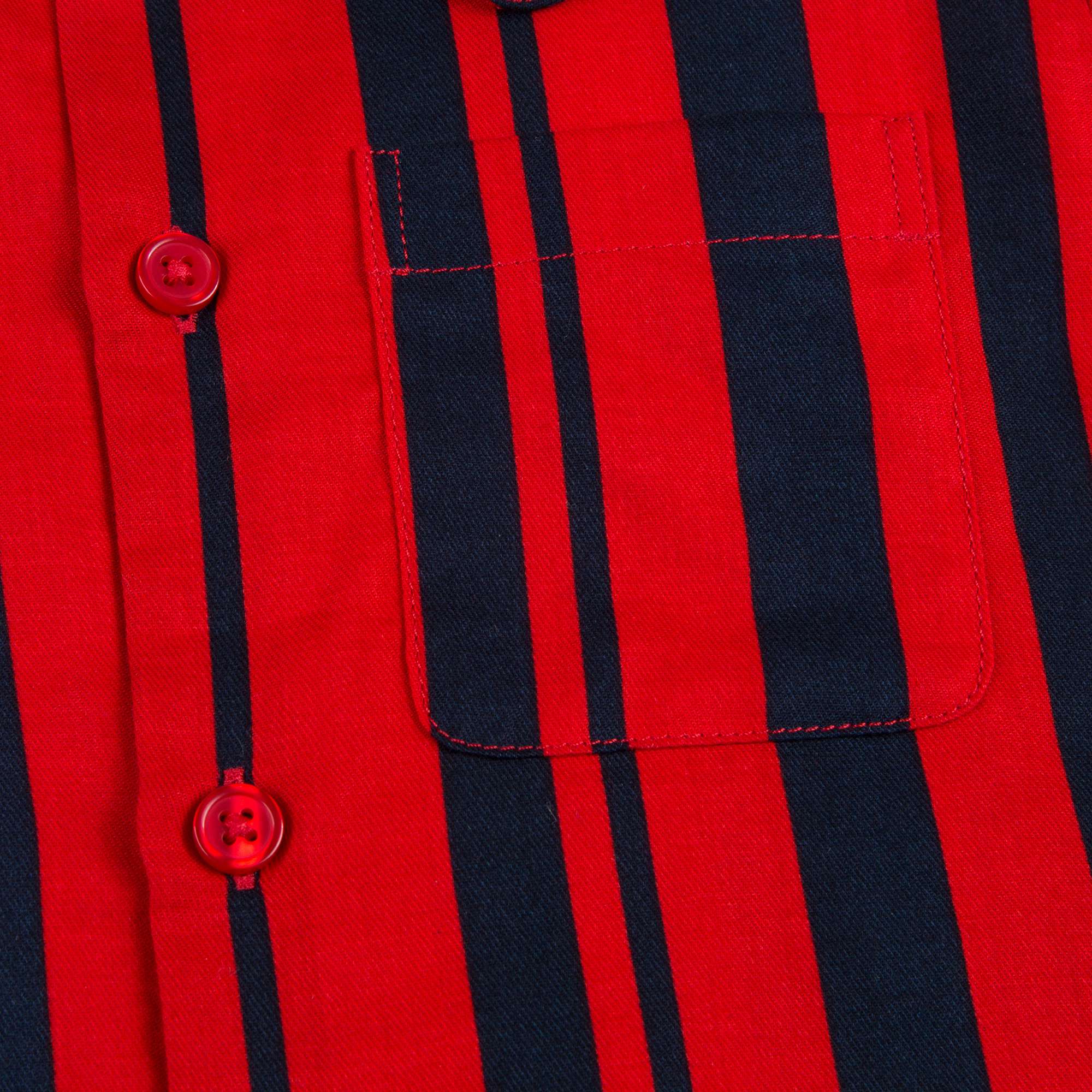 Boys  Red  Odd Stripe Woven  Organic Cotton  T-shirt