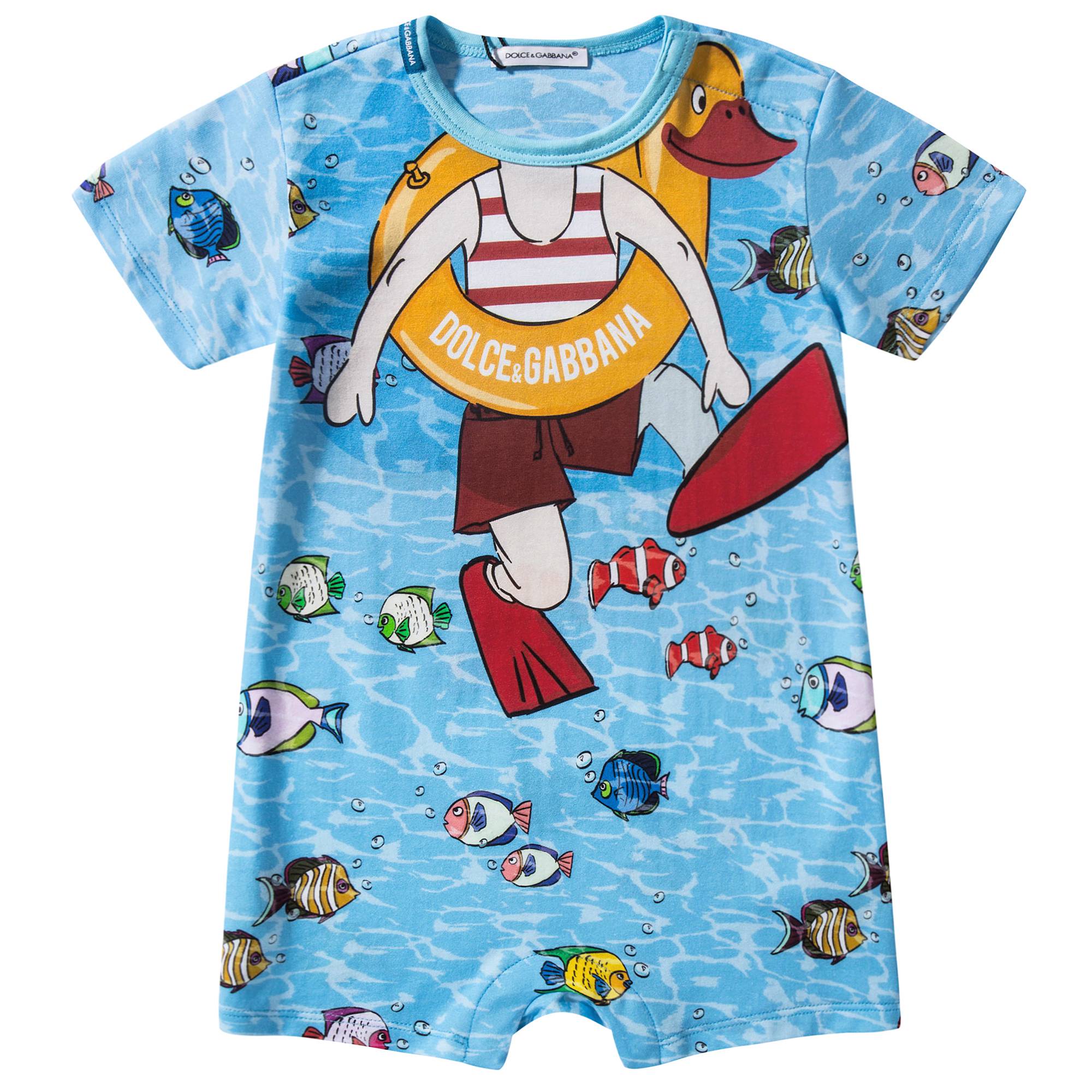 Baby Boys Sky Blue Swimming Pool Babysuit