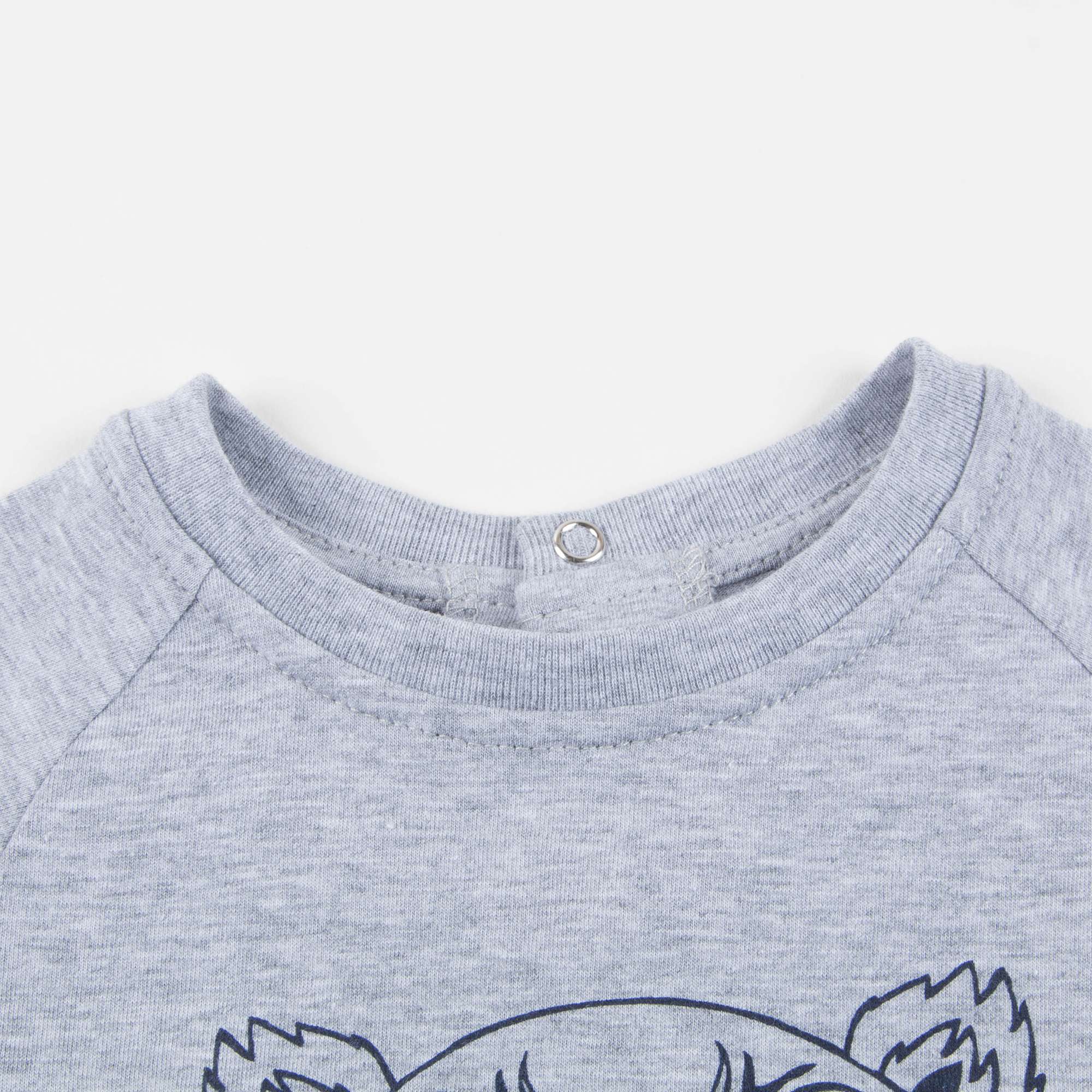 Baby Boys Marl Grey Cotton Babysuit
