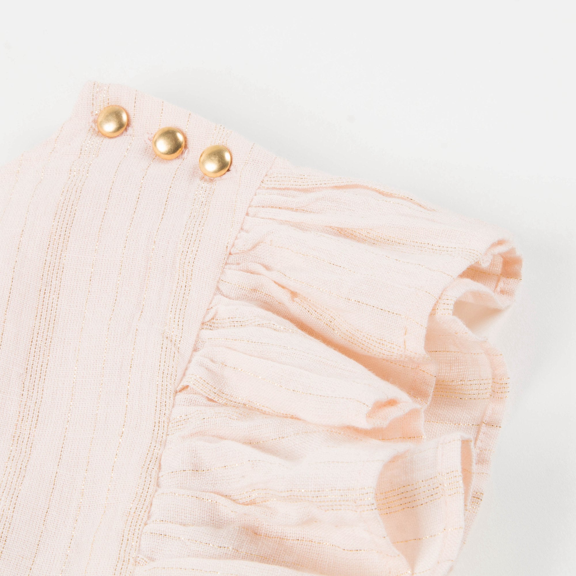 Girls Light Pink Gold Lurex Stripes Cotton Dress