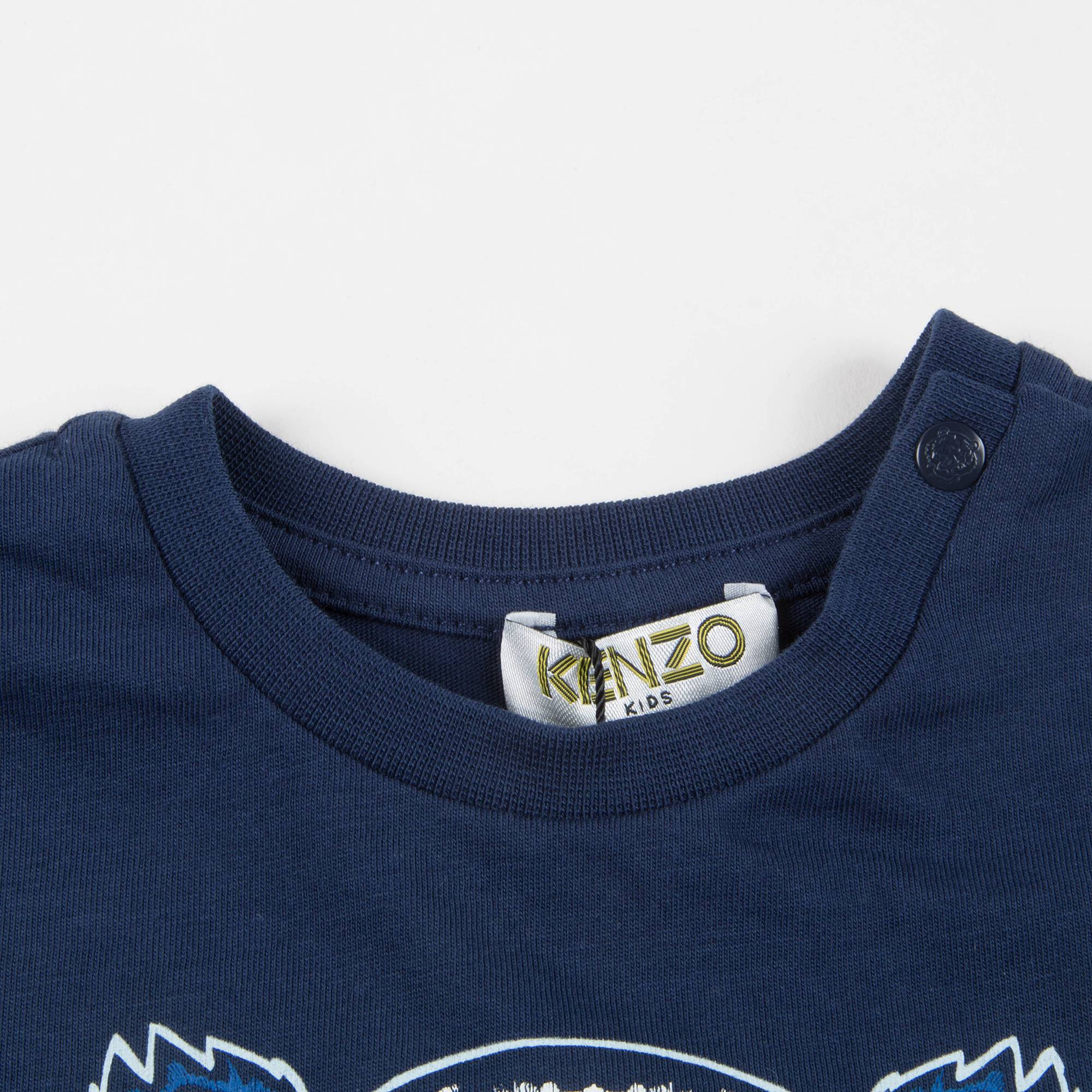 Boys Navy Tiger Printed Cotton T-shirt