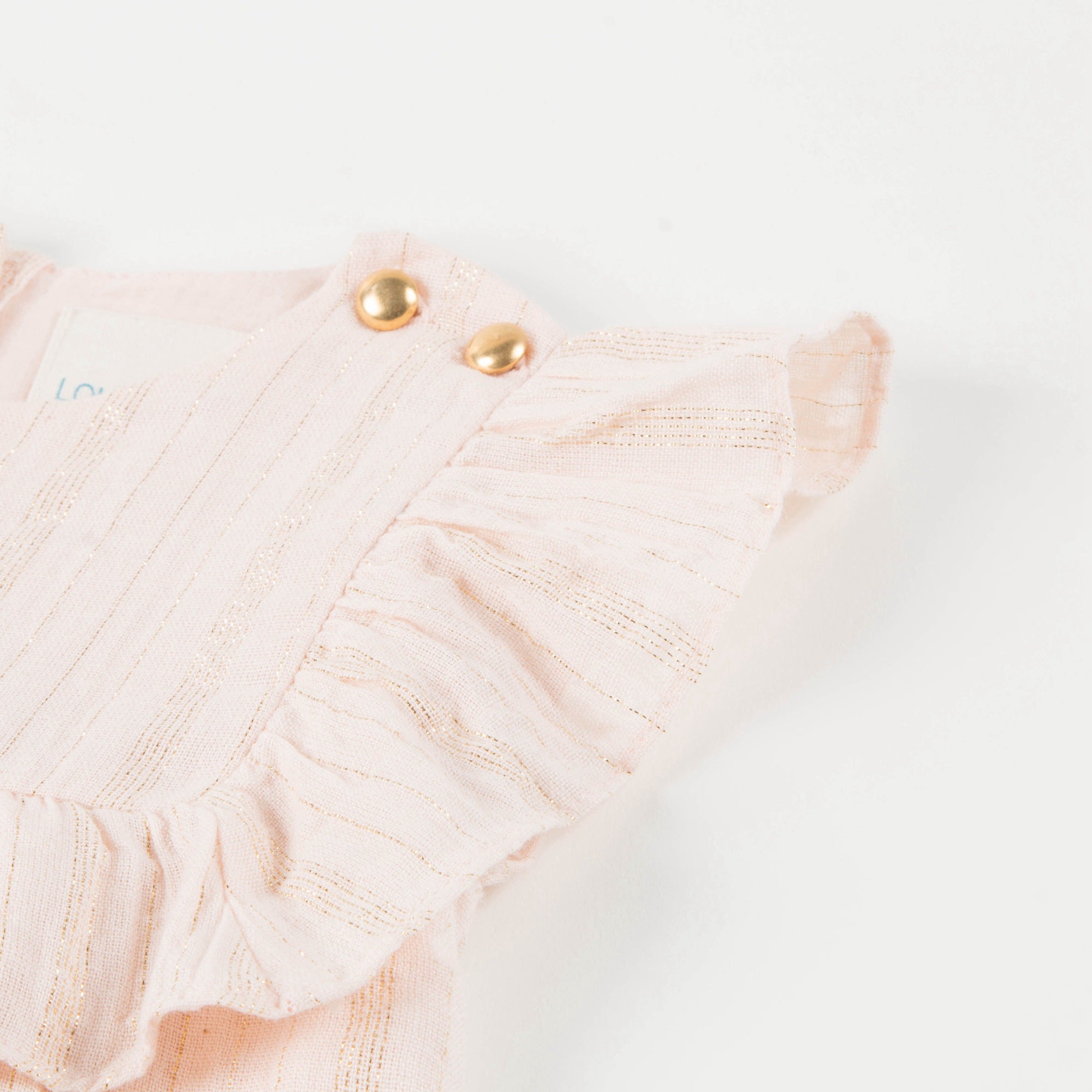 Baby Girls Light Pink "Gold  lurex  stripes" Cotton Dress