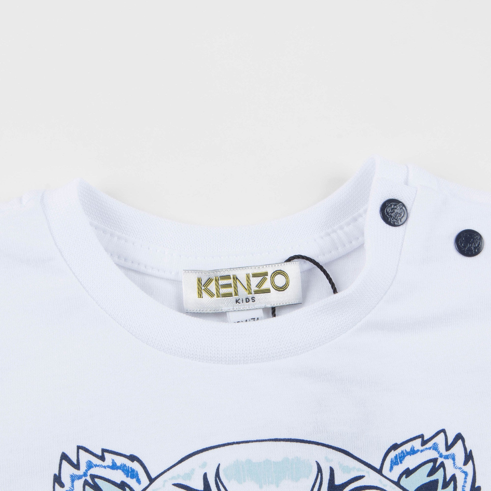 Baby Boys White Tiger Printed Cotton T-shirt