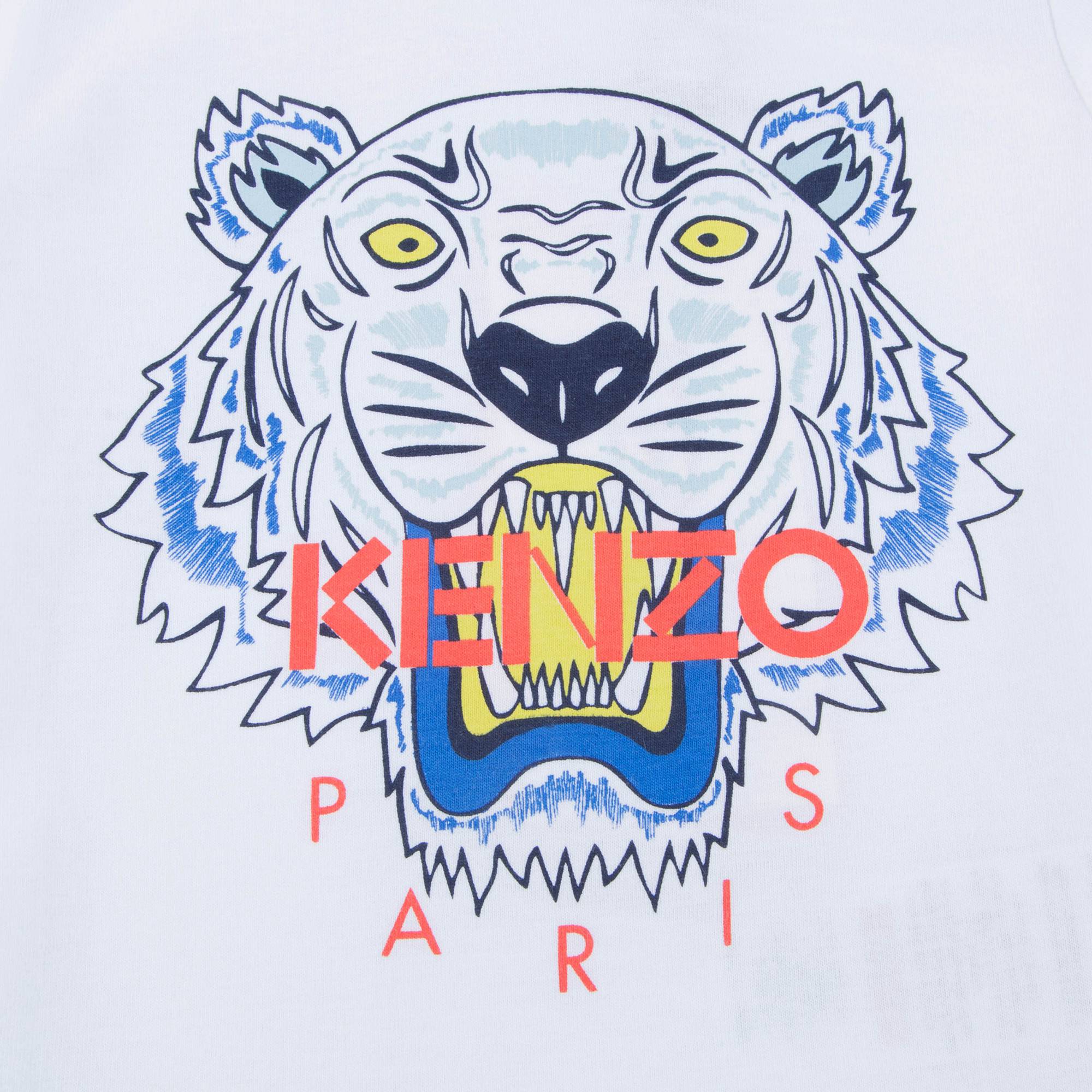 Baby Boys White Tiger Printed Cotton T-shirt