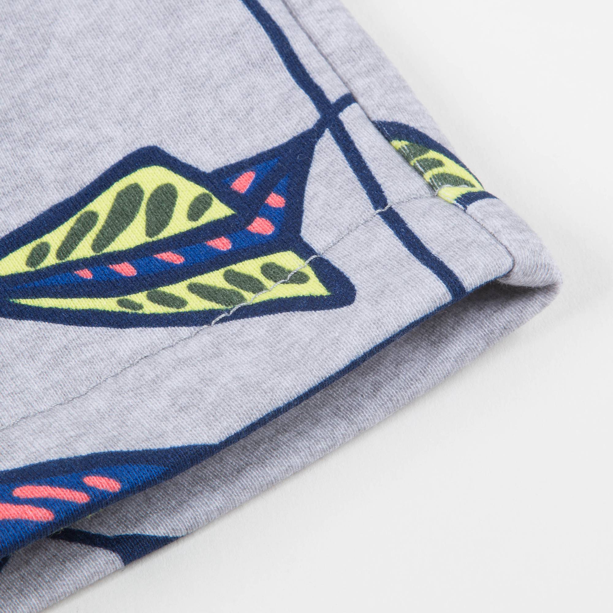 Boys Marl Grey Printed Cotton Shorts