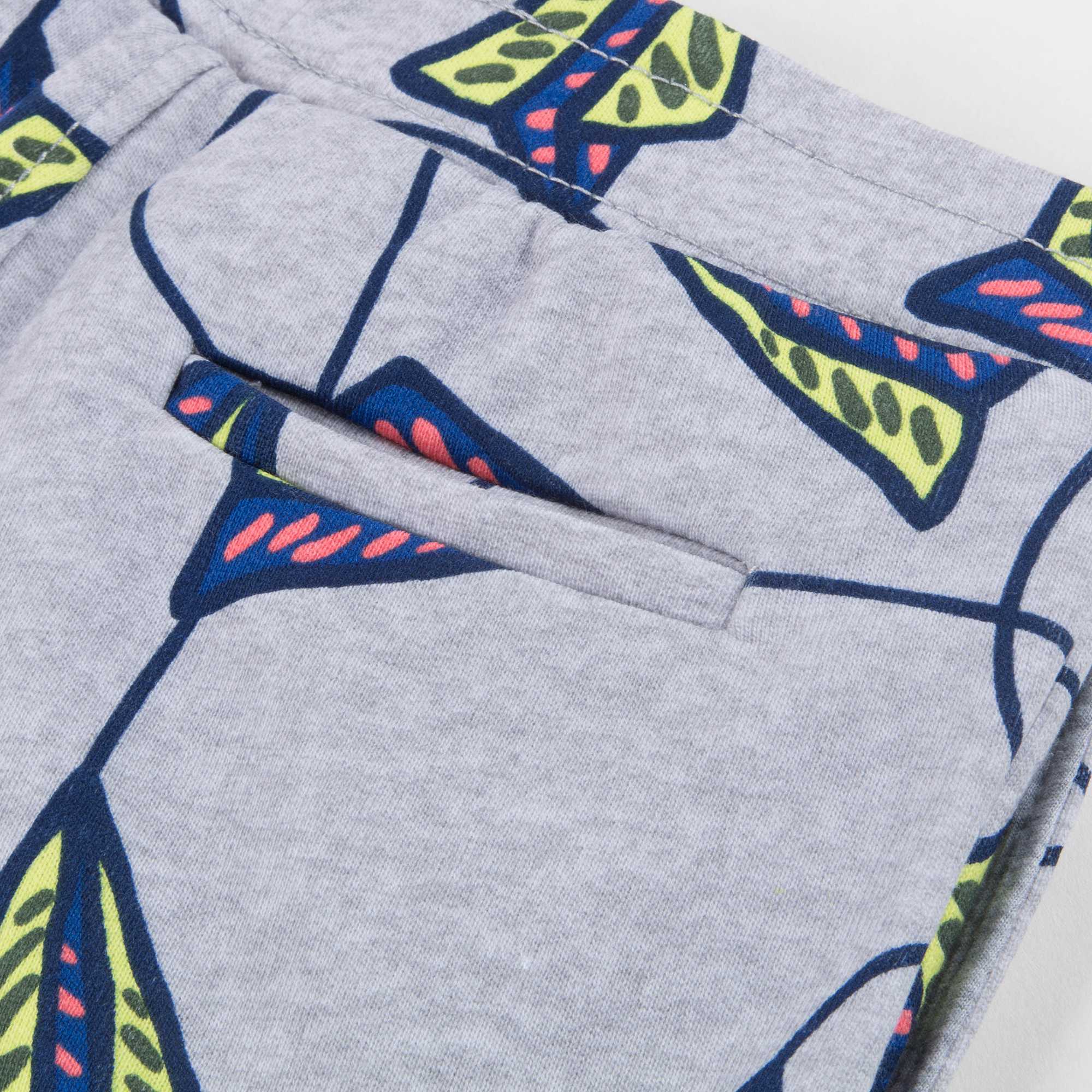 Boys Marl Grey Printed Cotton Shorts