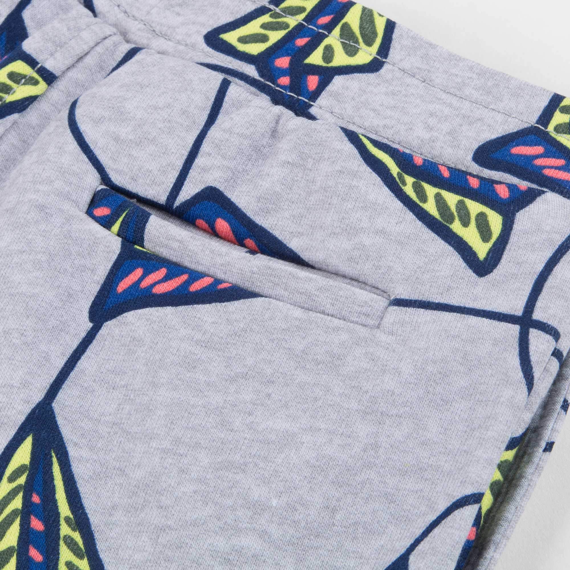 Boys Marl Grey Printed Cotton Shorts