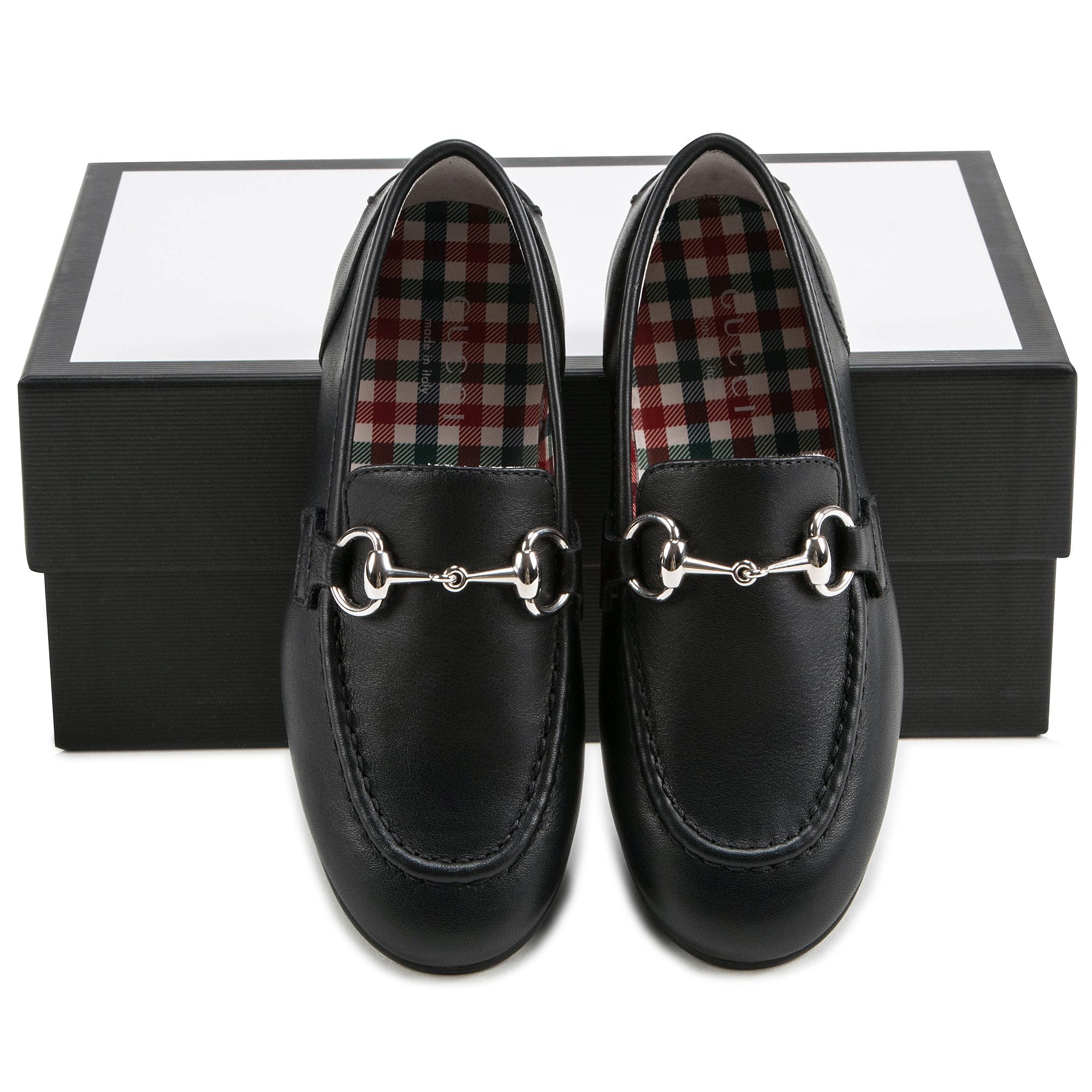 Girls Black Leather Horsebit  Loafers
