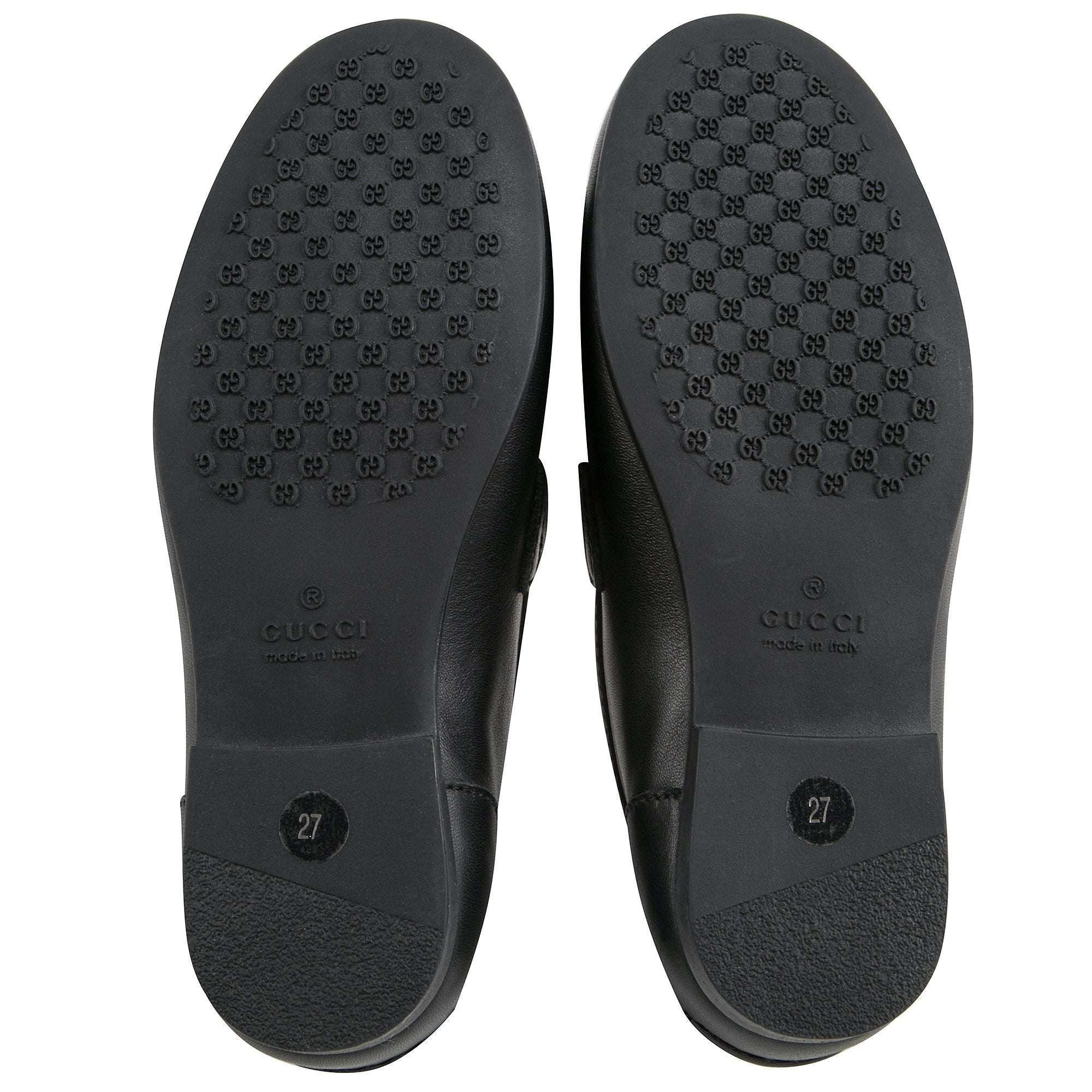 Girls Black Leather Horsebit  Loafers