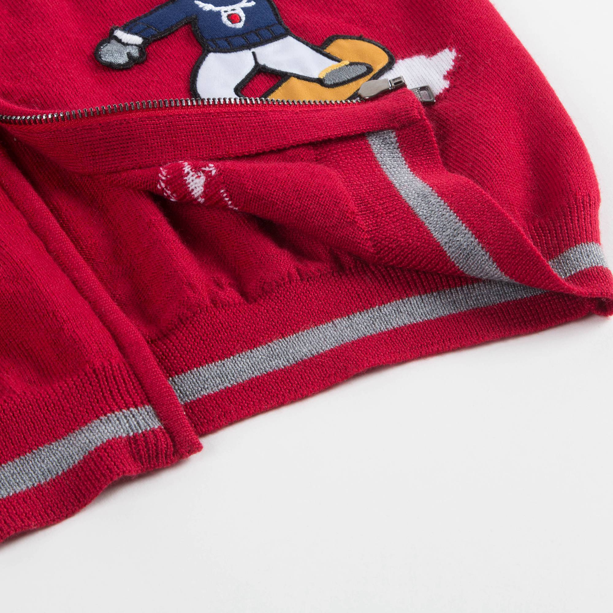 Boys Bright Red Zip Cardigan