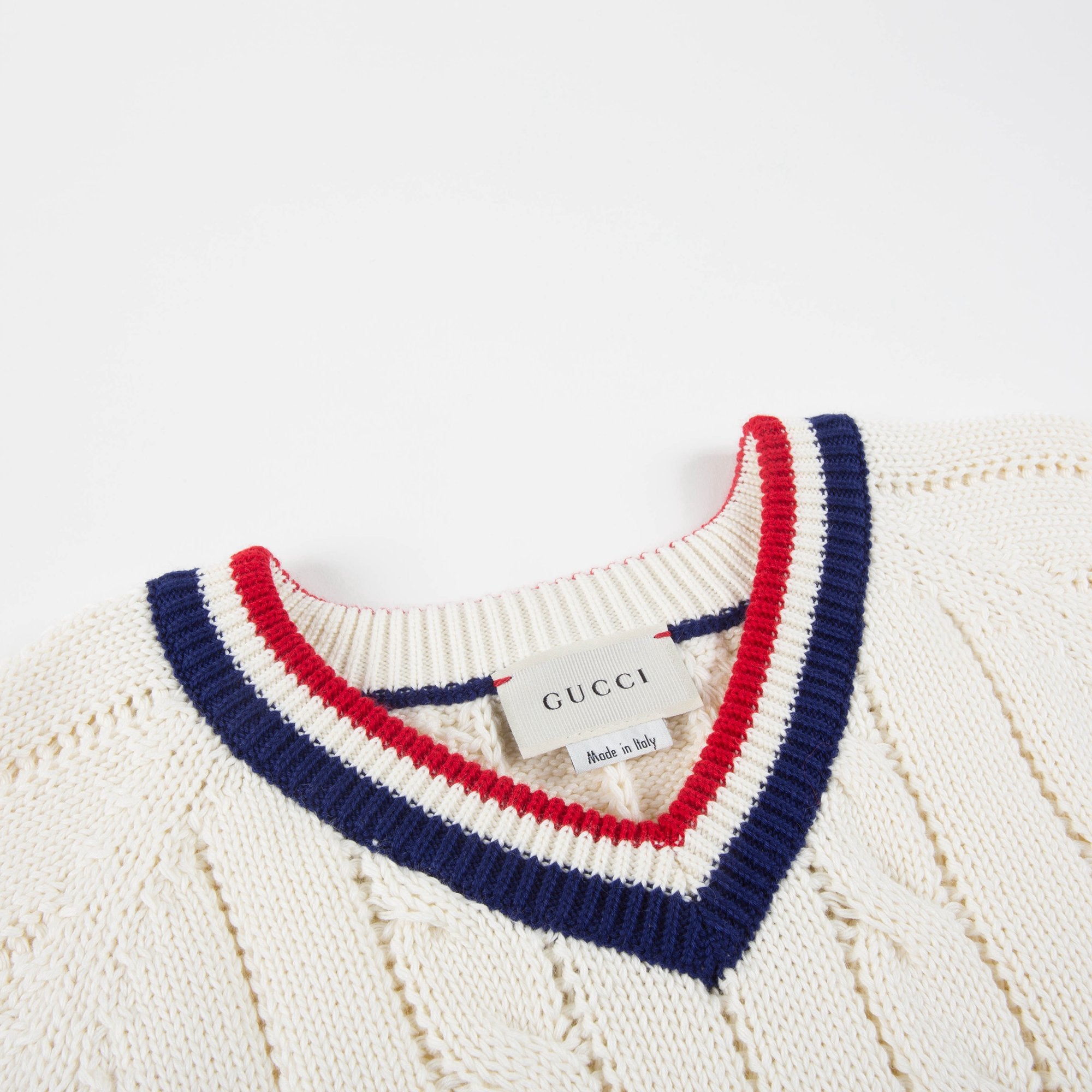 Girls White & Red Striped  Sweater