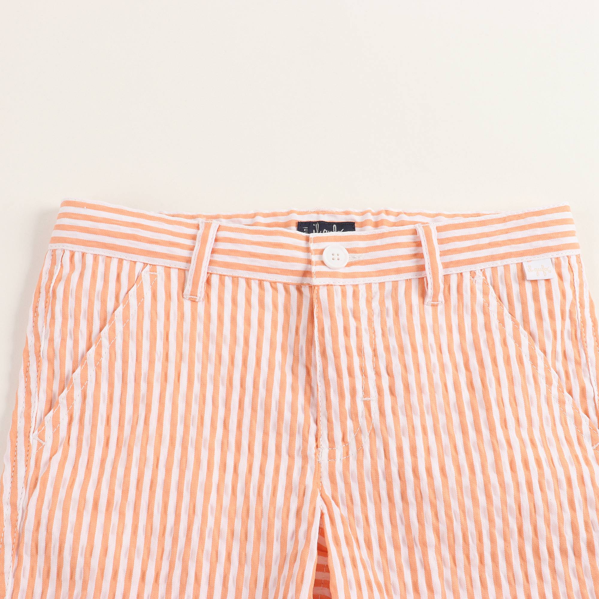 Boys Orange & White Stripe Cotton Shorts