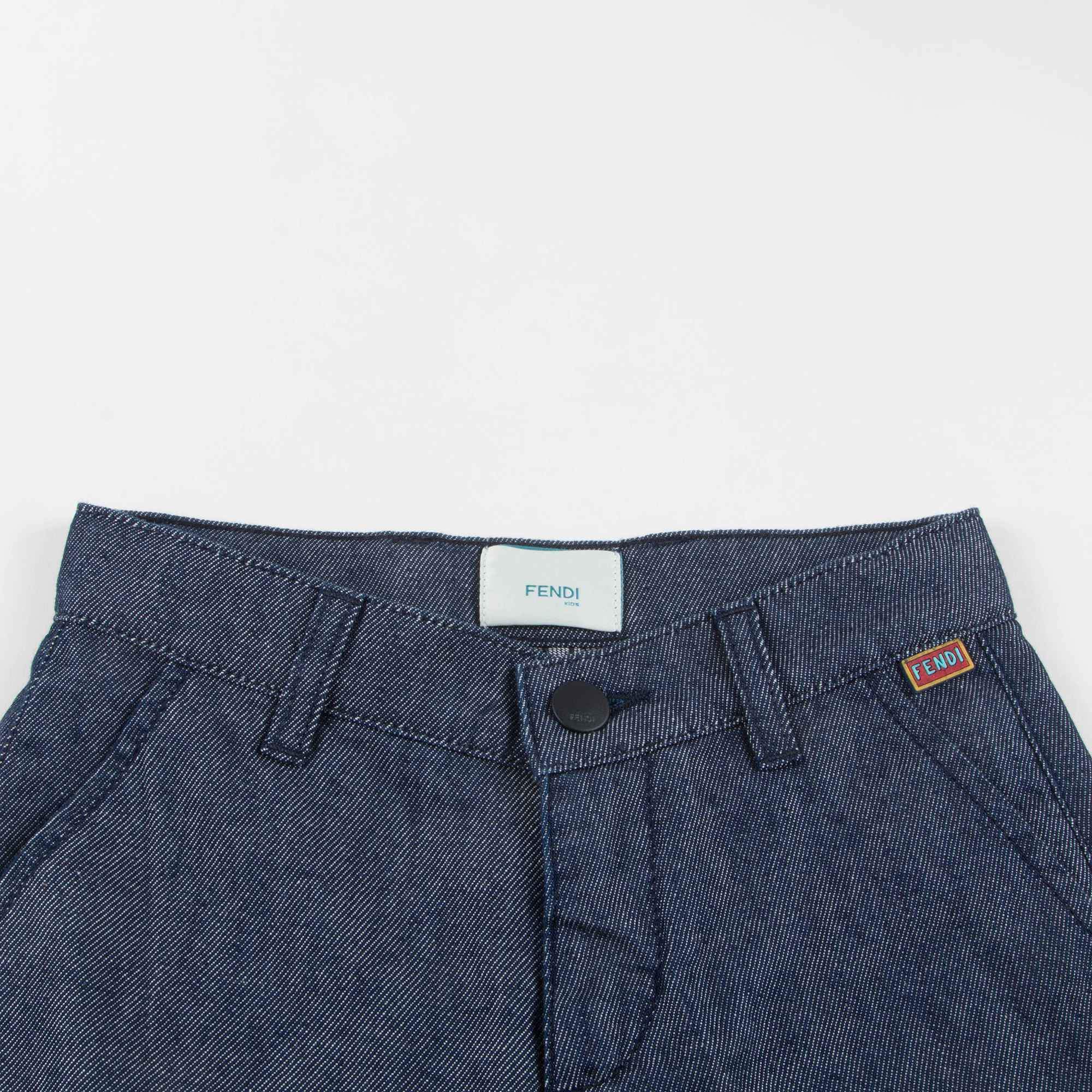Boys Blue Cotton Bermuda Jeans