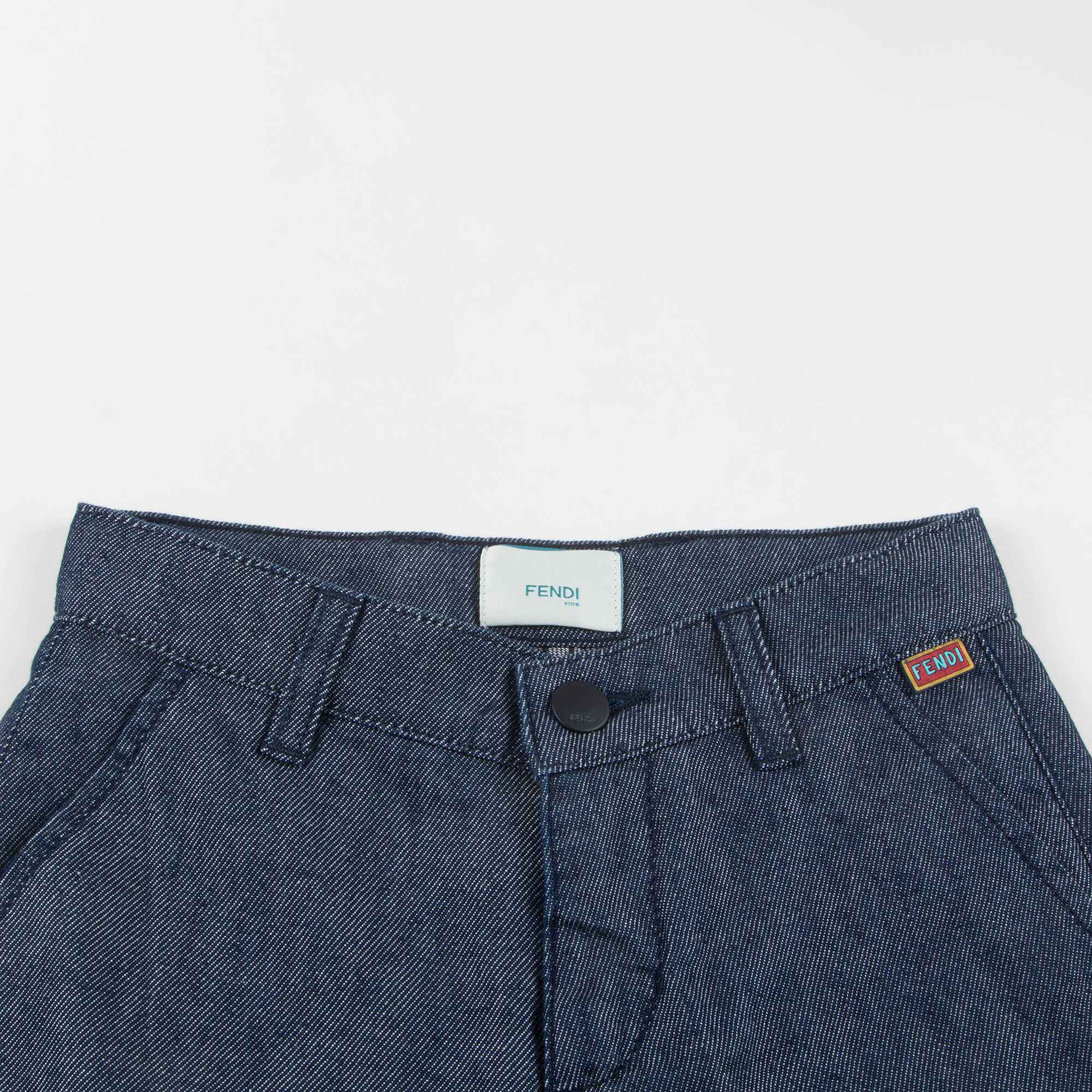Boys Blue Cotton Bermuda Jeans