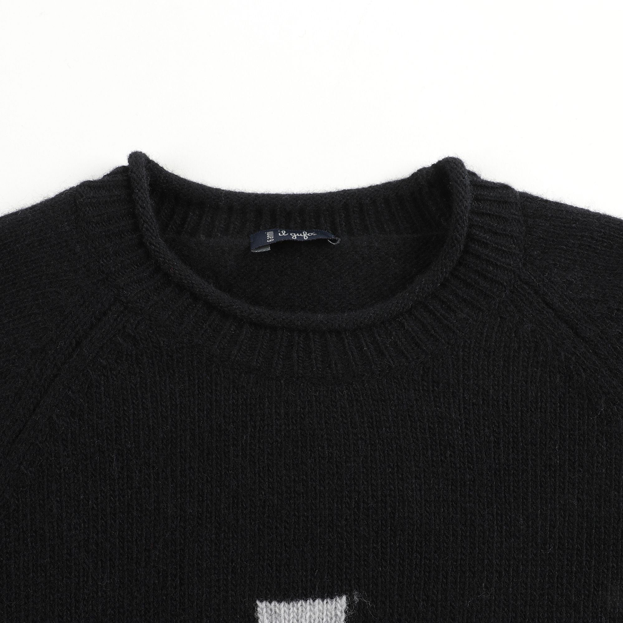 Boys Black & Grey Jacquard Wool Sweater