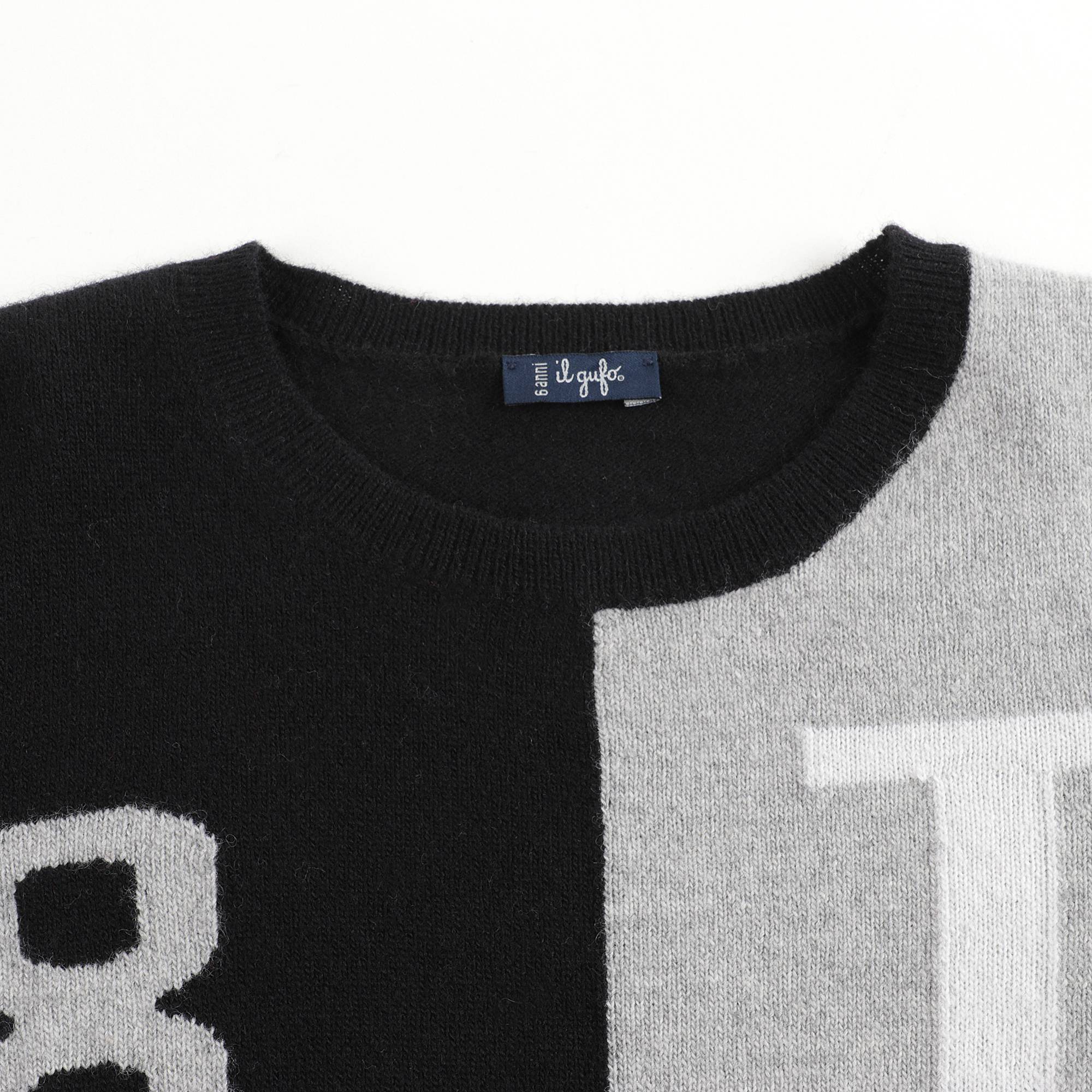 Boys Black & Grey Logo Wool Sweater