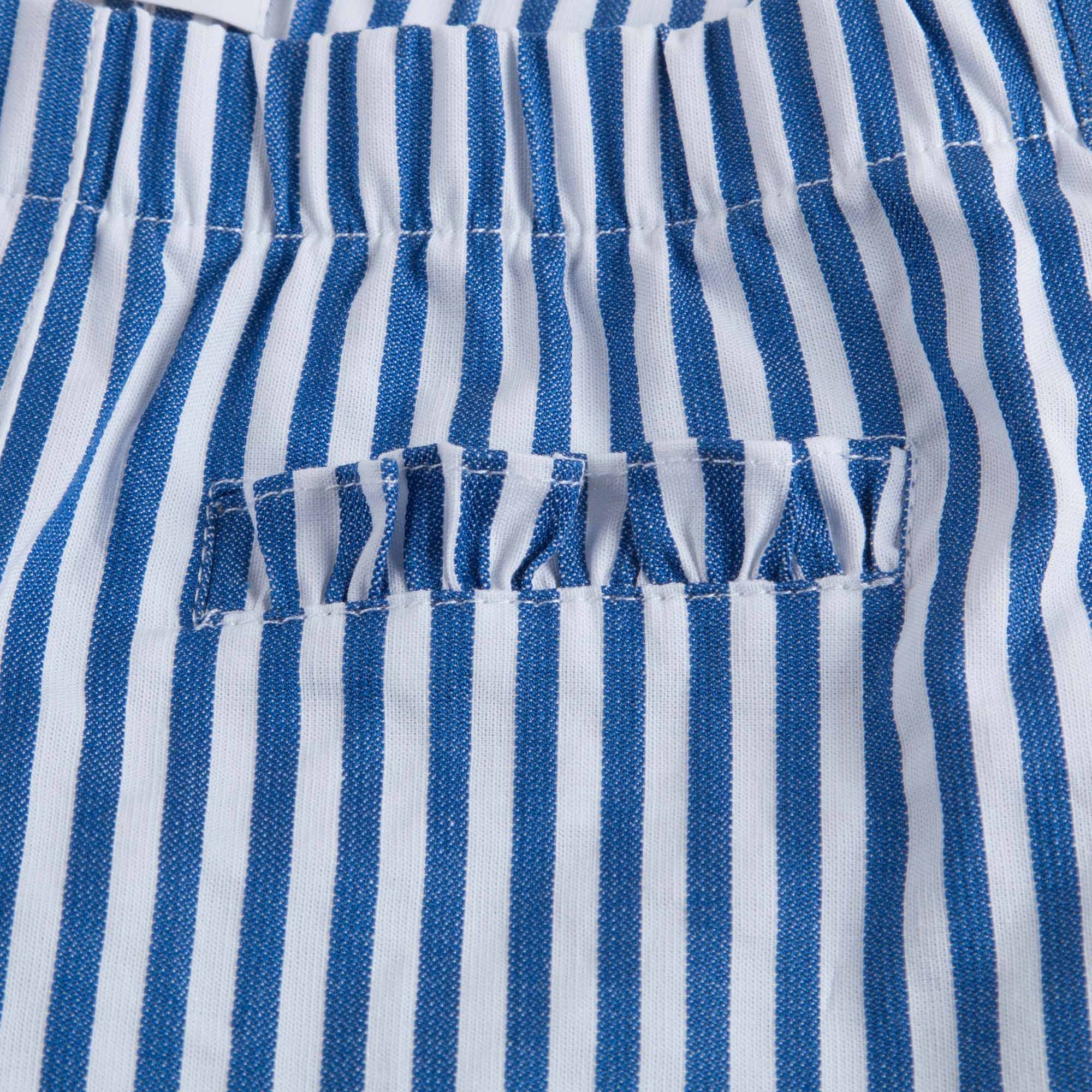 Girls Blue & White Striped Capri Pants