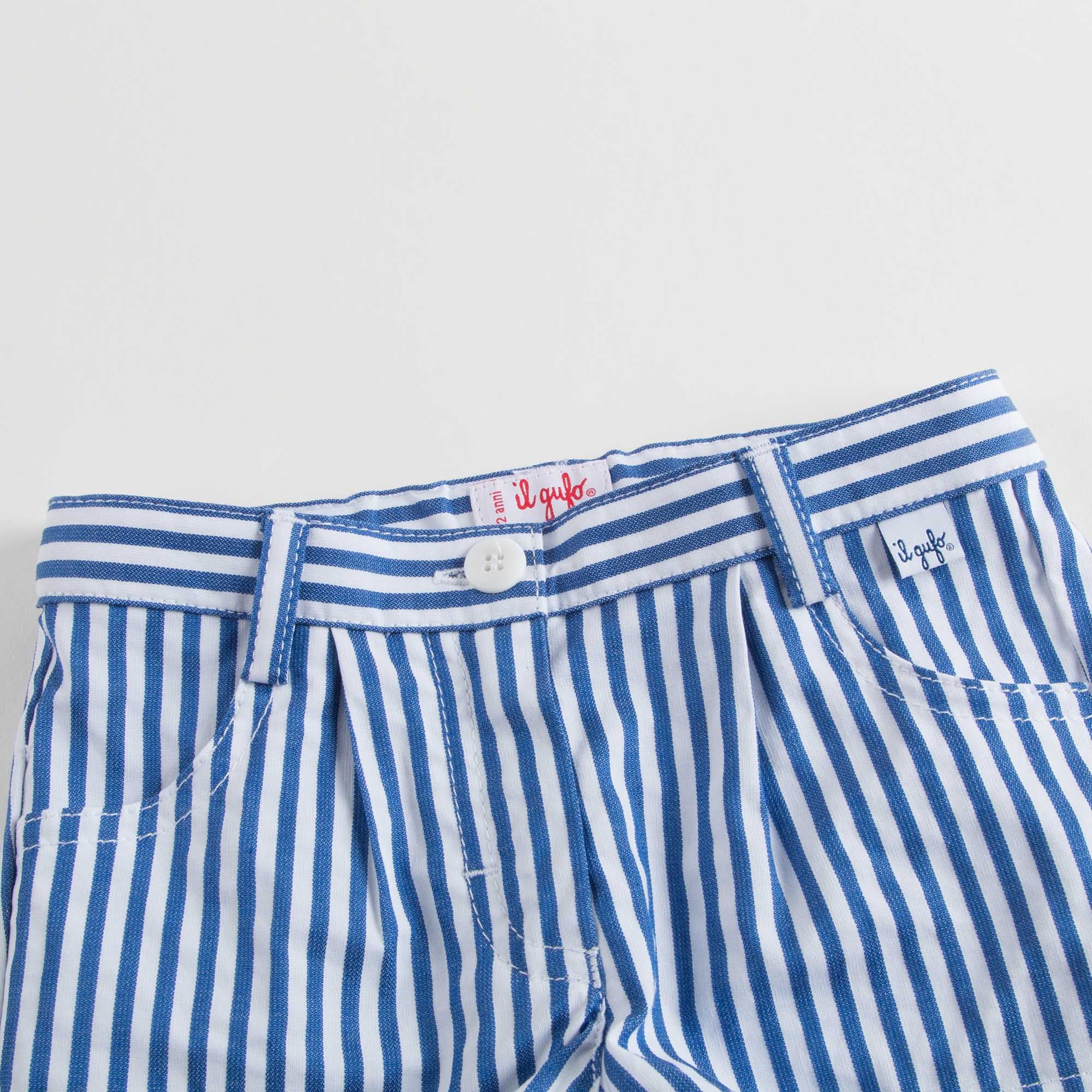 Girls Blue & White Striped Shorts