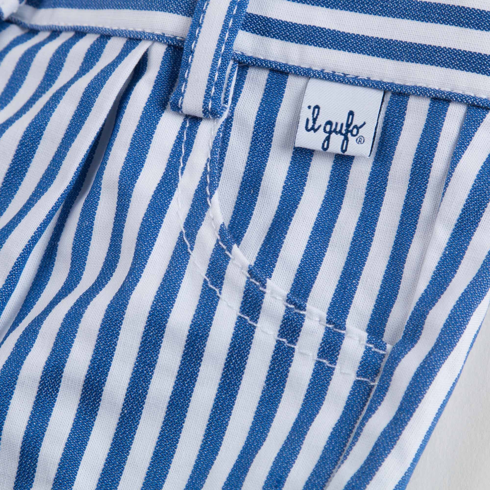 Girls Blue & White Striped Shorts