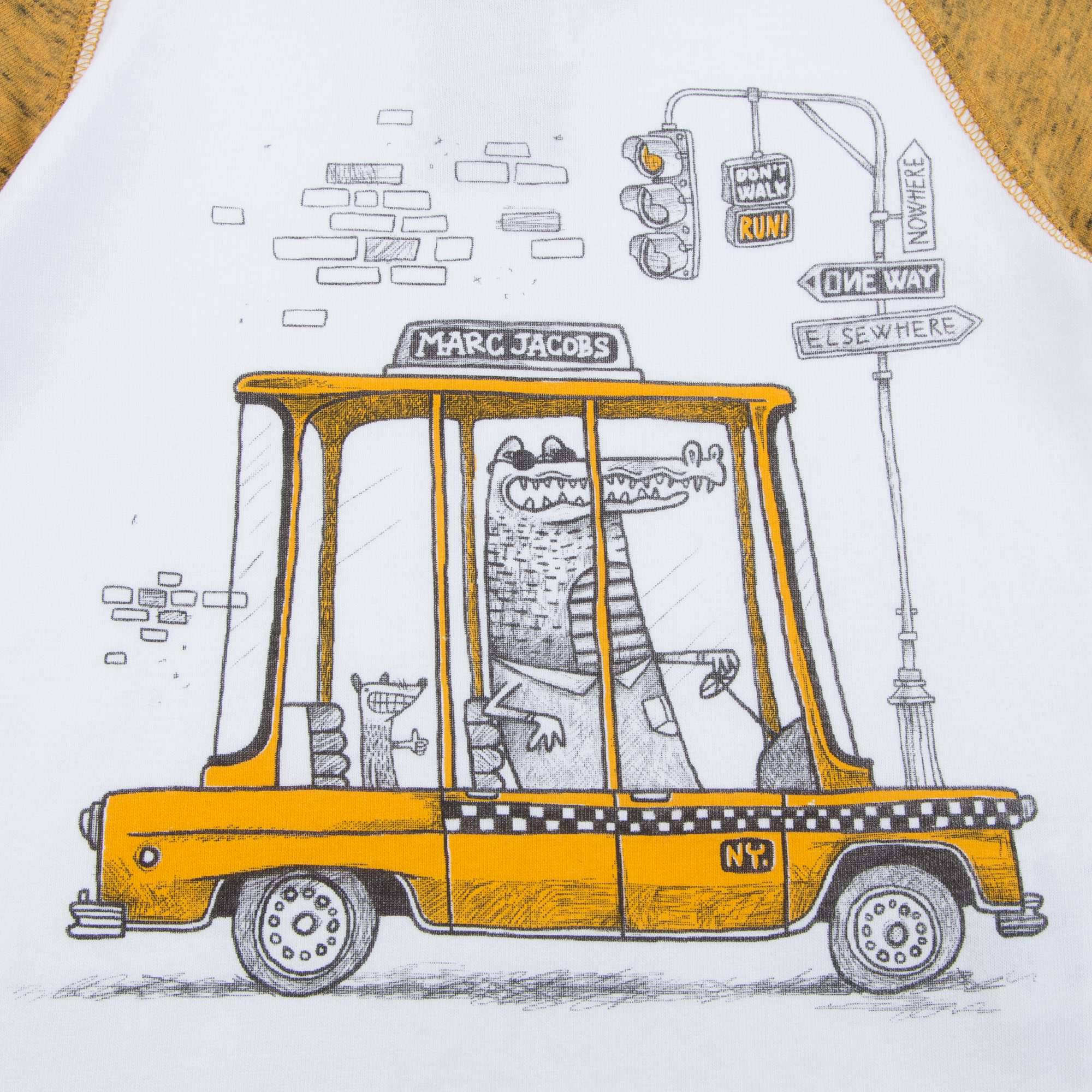 Baby Boys White & Yellow T-shirt With Car Print