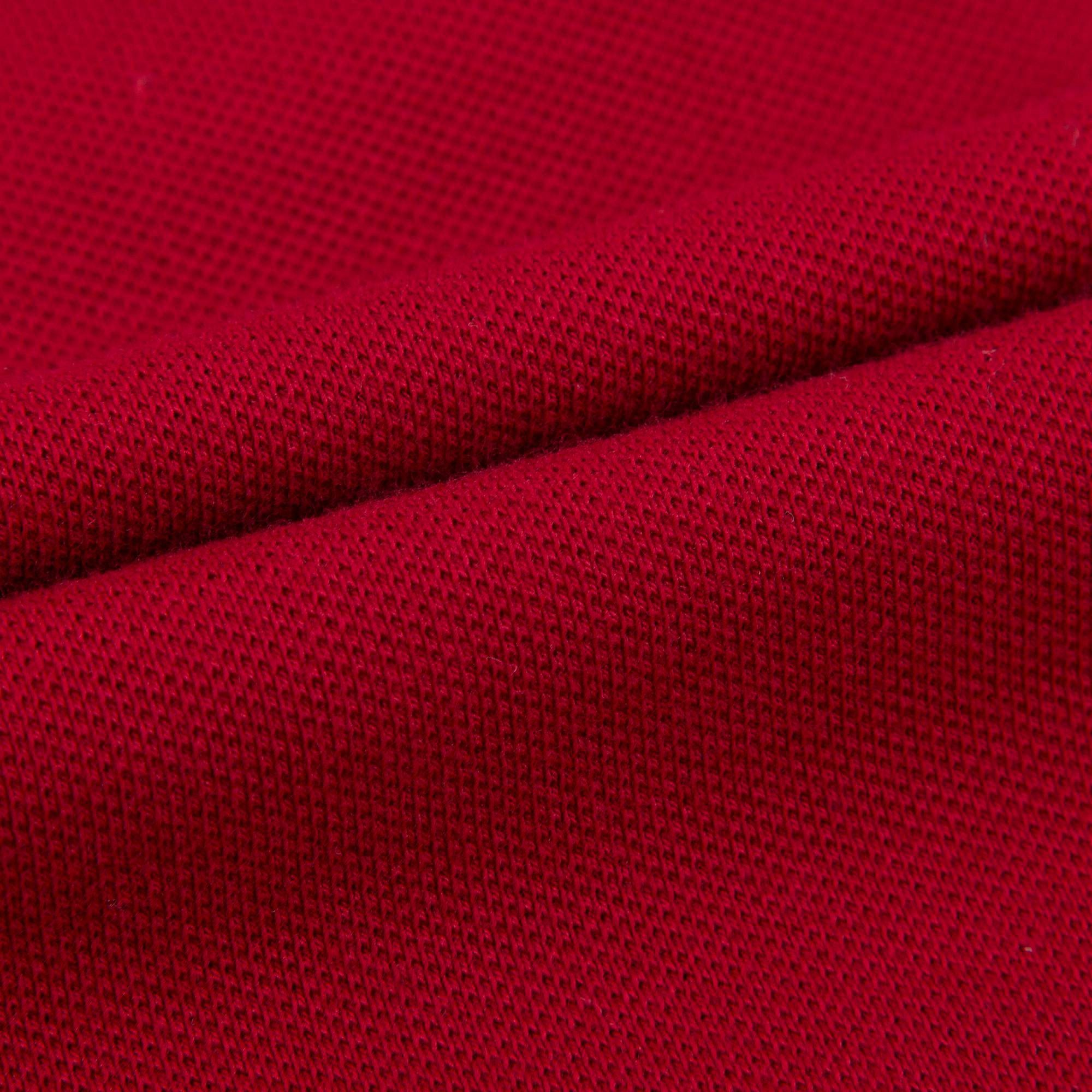 Boys Red Cotton Polo Shirt With Check Trim
