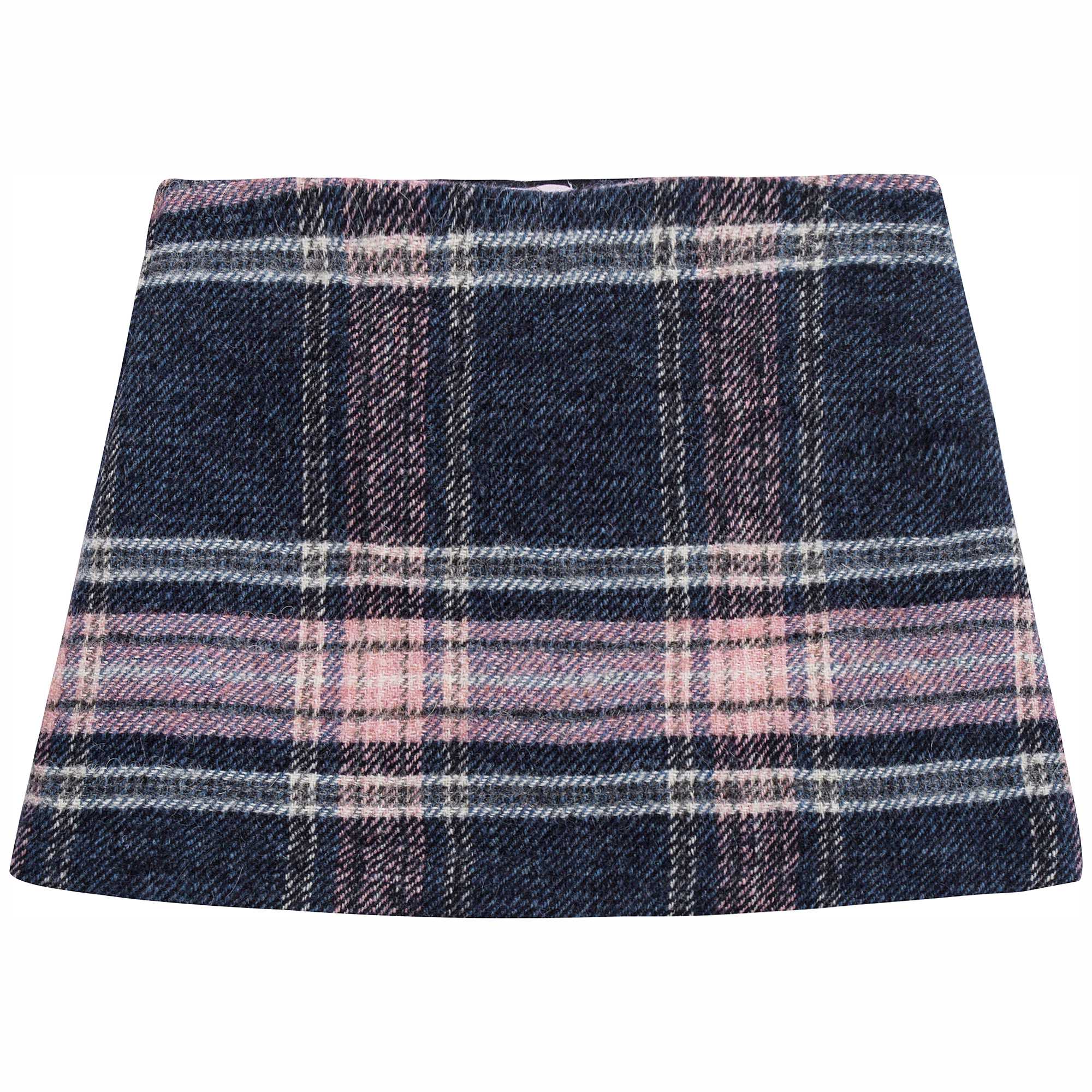 Girls Blue Check Wool Skirt