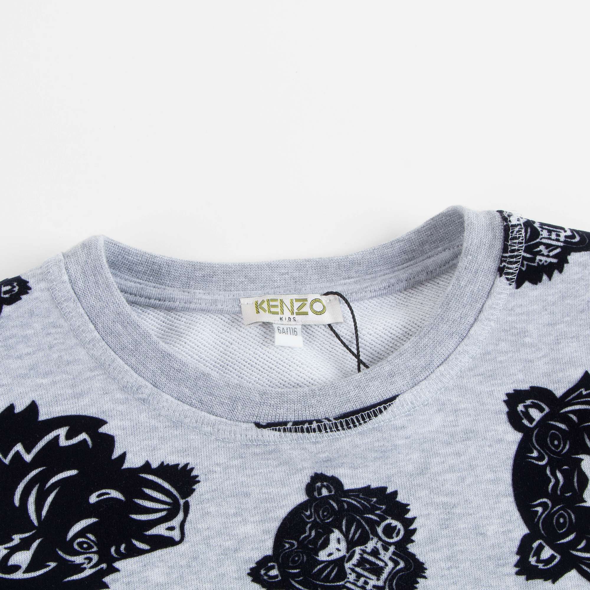 Girls Marl Grey Tiger Printed Cotton Sweatshirt