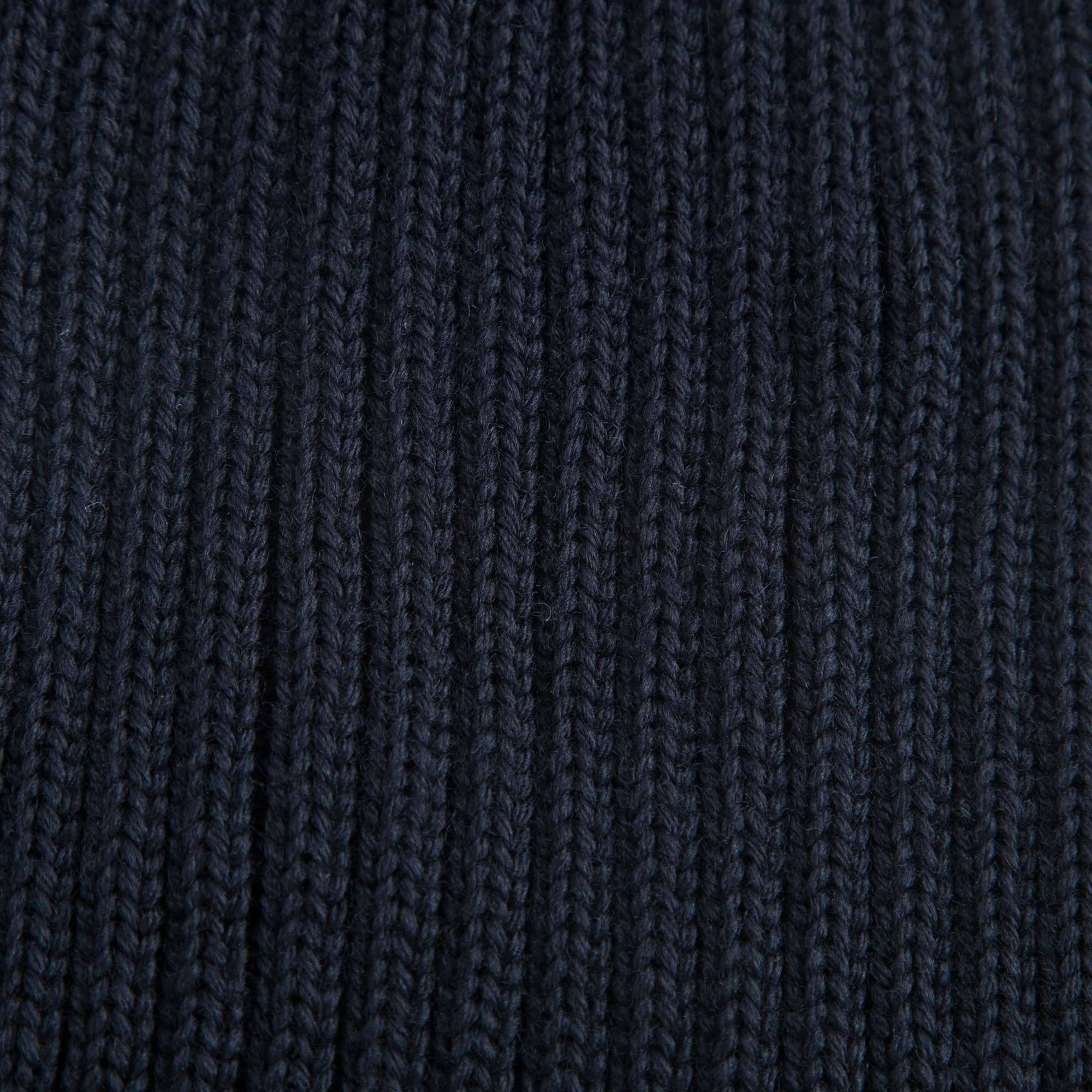 Boys & Girls Navy Blue Knitted Hat With Fur Pom-Pom Trim