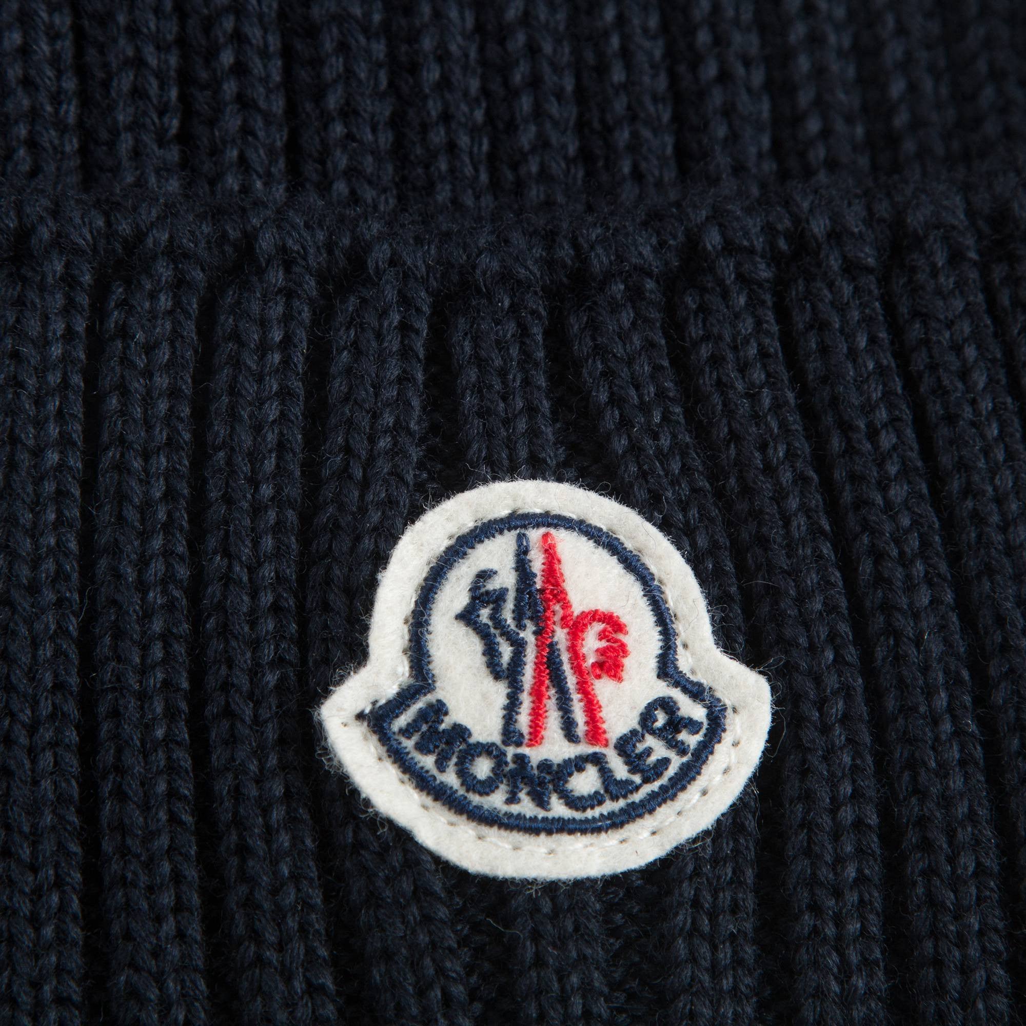 Boys & Girls Navy Blue Knitted Hat With Fur Pom-Pom Trim