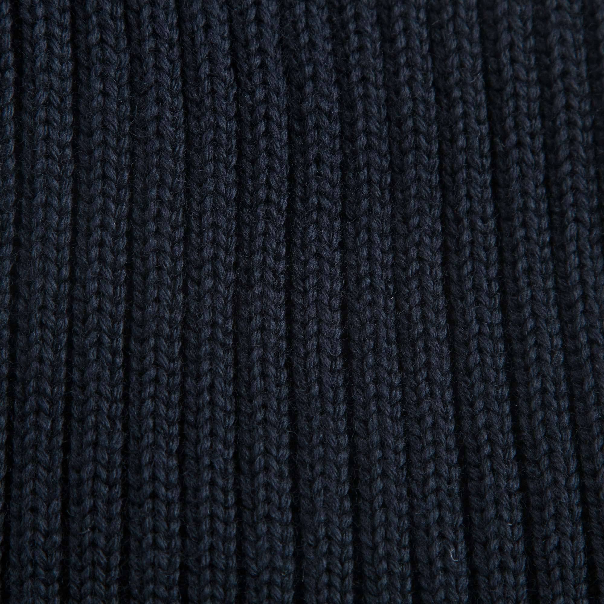 Boys & Girls Navy Blue Knitted Hat With Fur Pom-Pom Trim