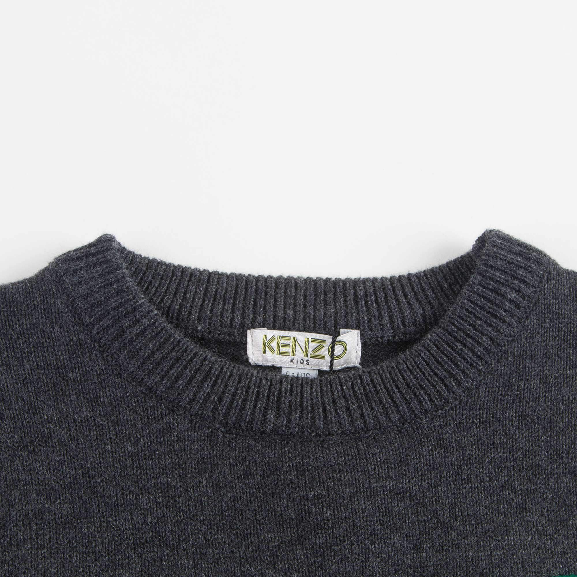 Boys Dark Marl Grey Logo Cotton Sweater