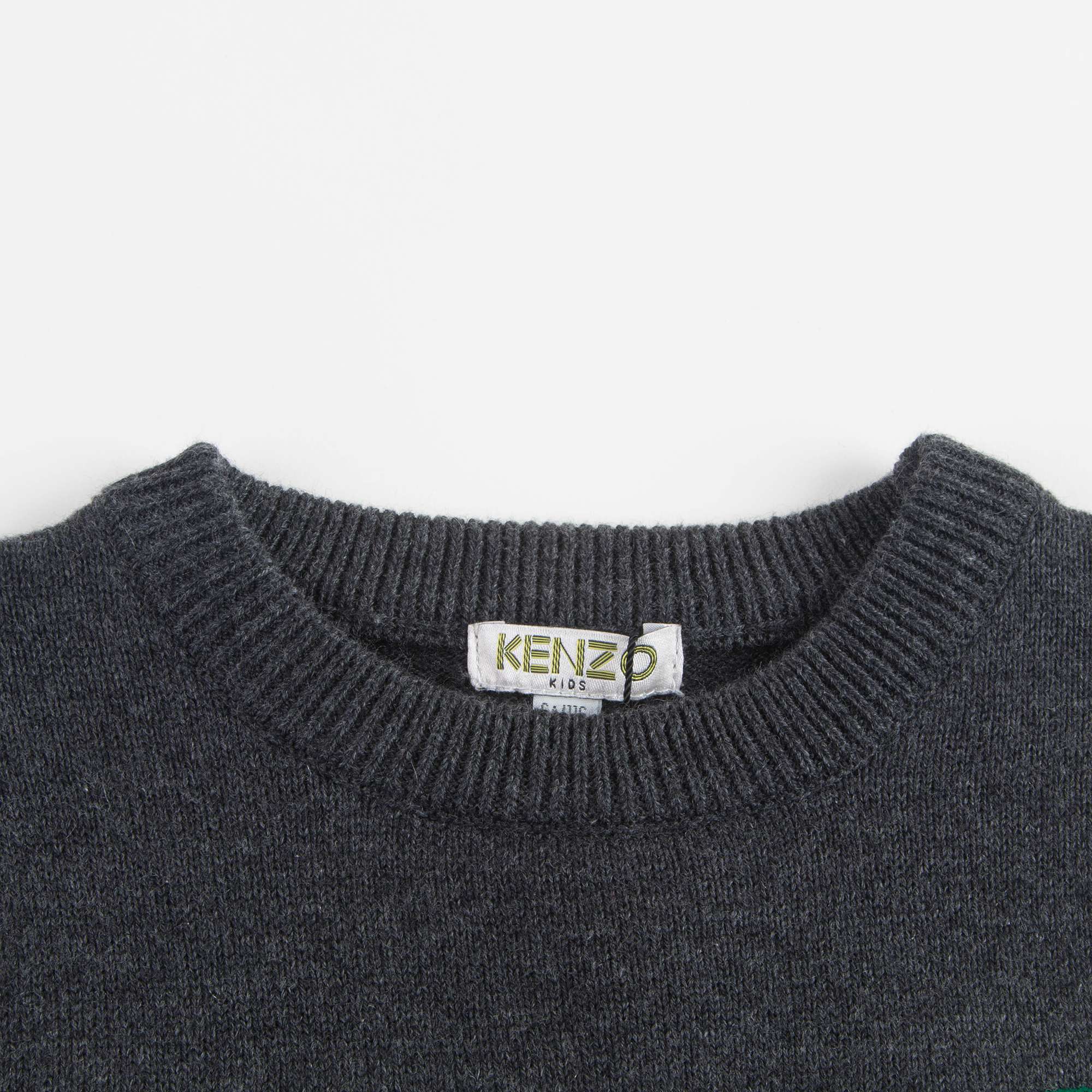 Boys Dark Marl Grey Logo Cotton Sweater