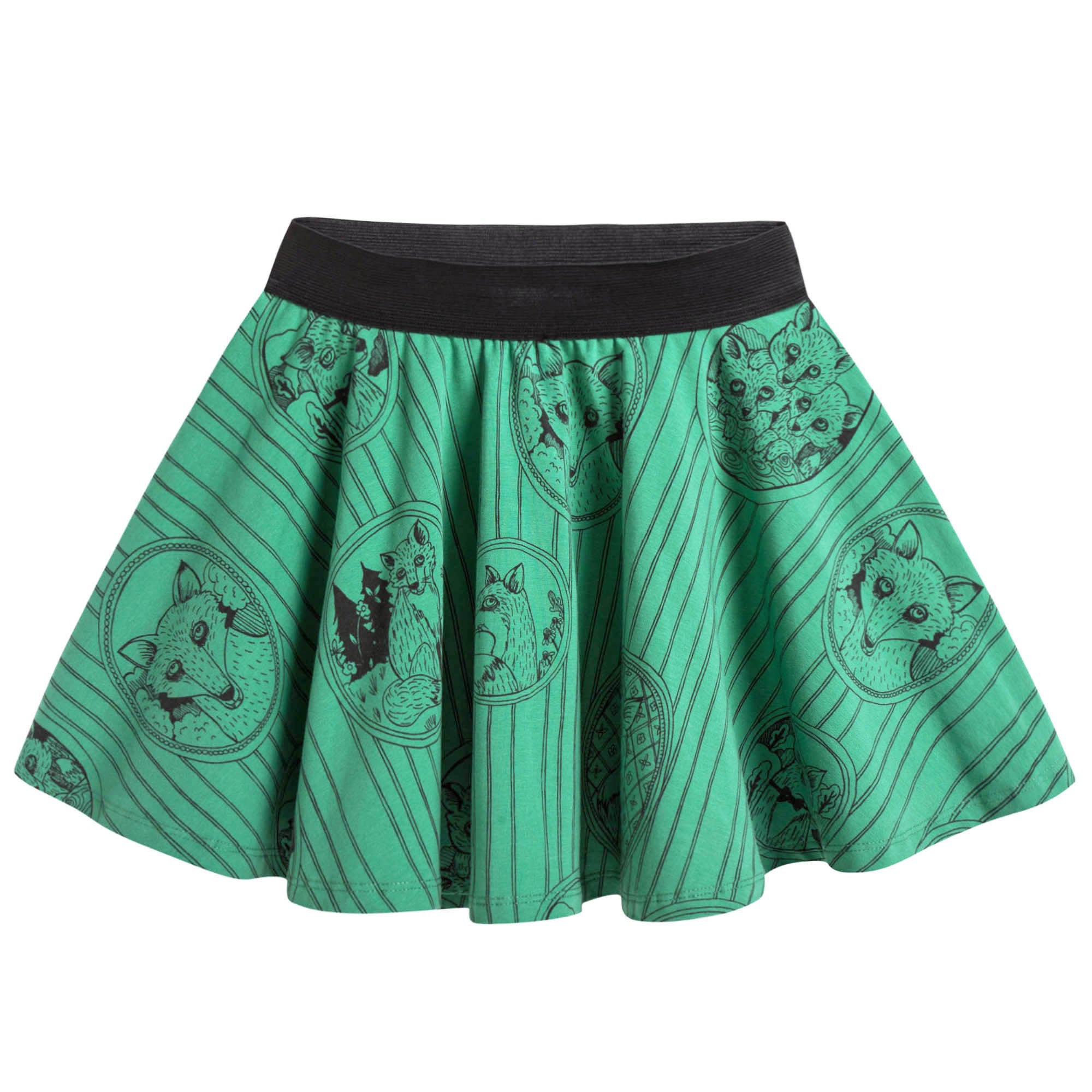 Girls Green Fox Family Skirt