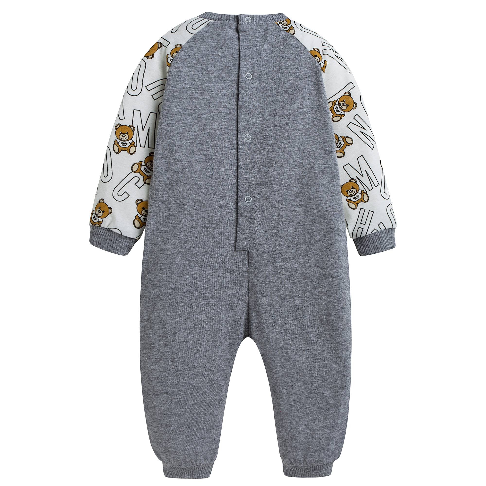 Baby White & Grey Toy Printed Babygrow 3 Piece Set