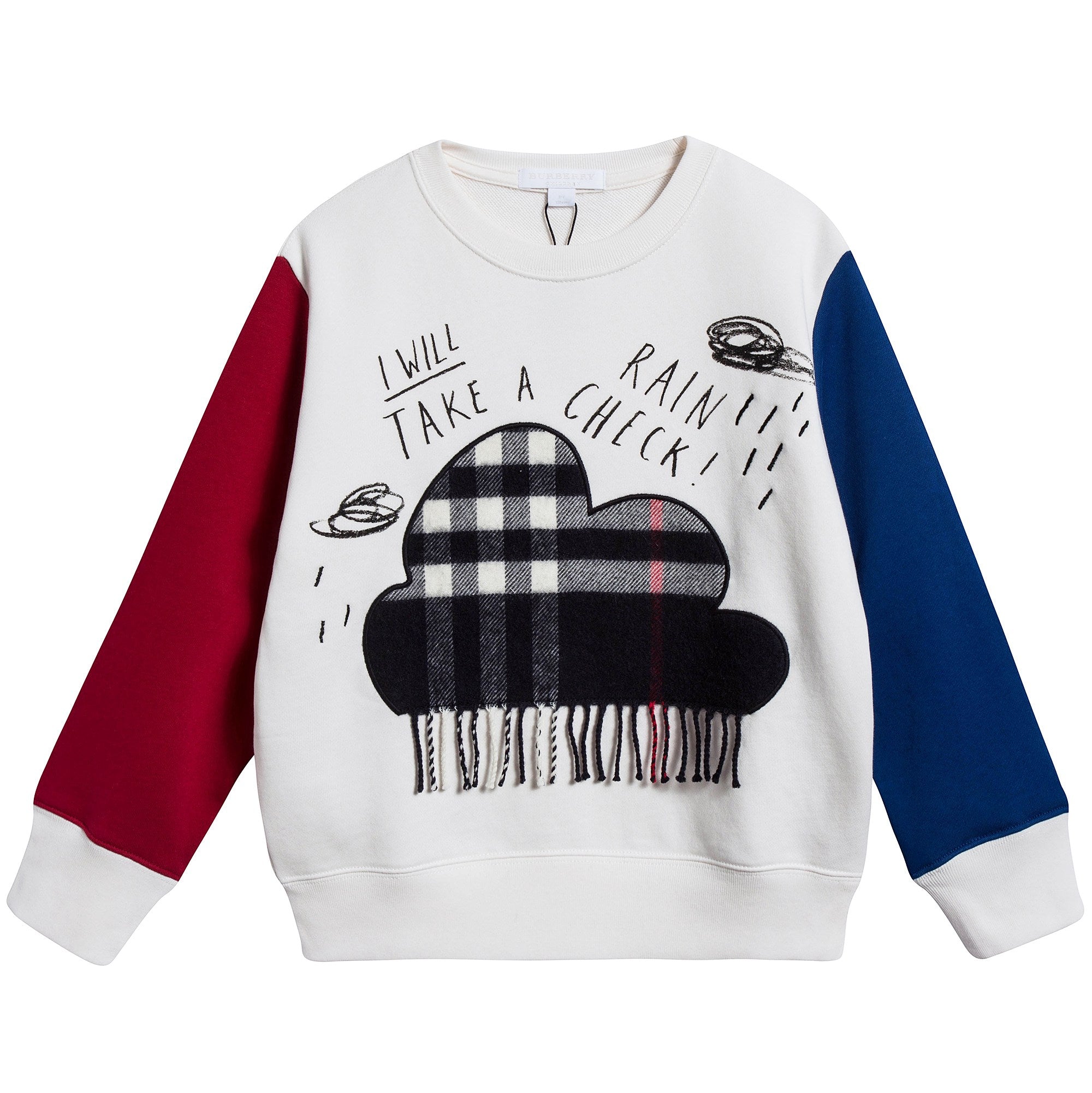 Boys  White  鈥淔laky clouds鈥?  Cotton   Sweatshirt