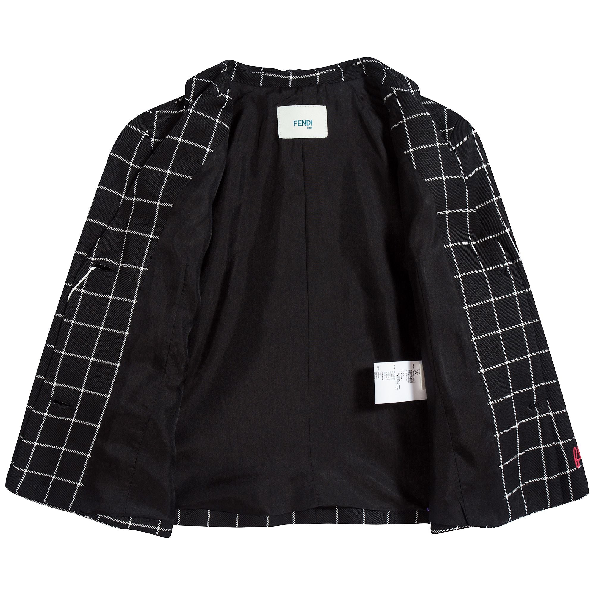 Boys Black & White Check Cotton Coat