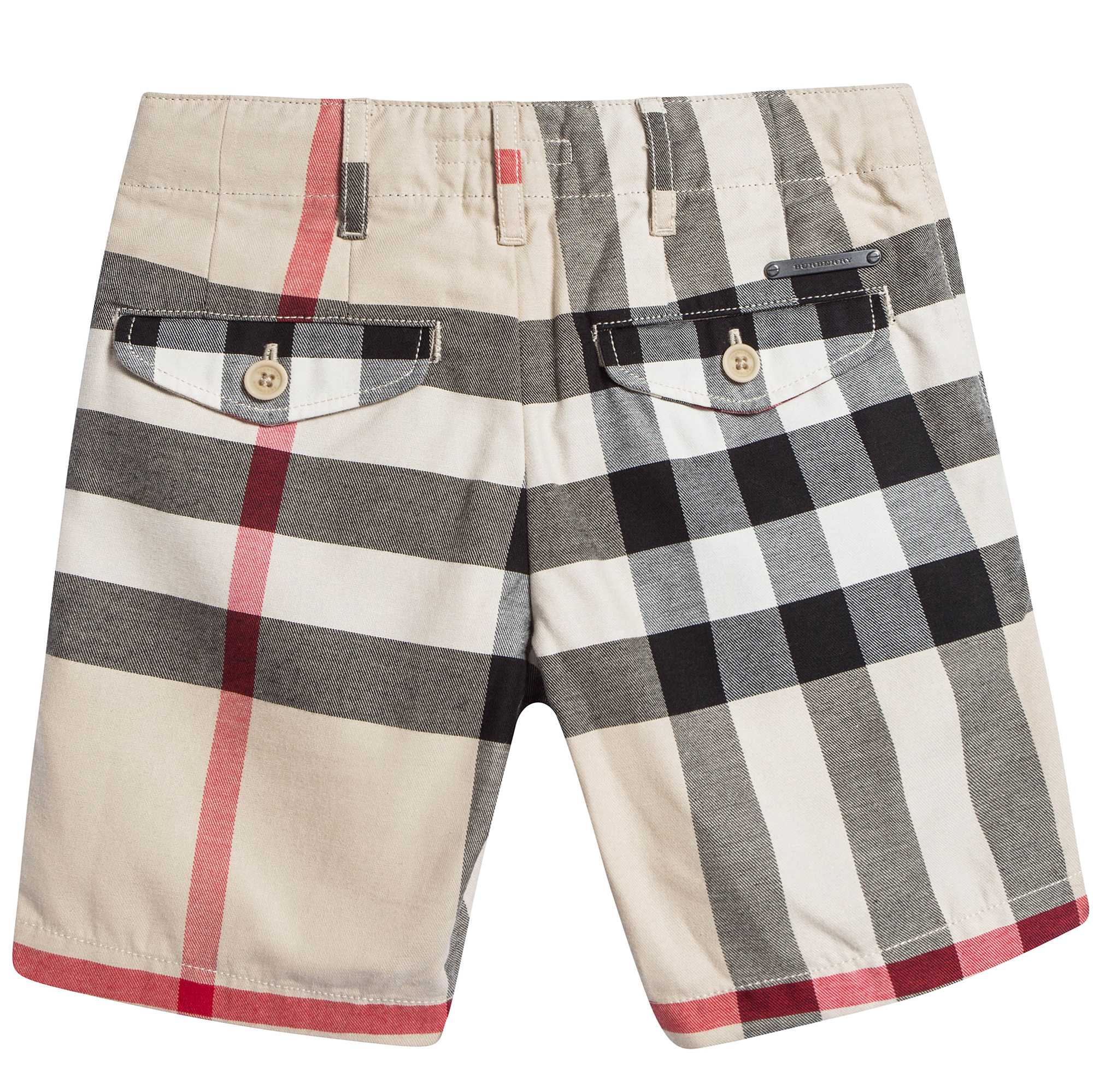 Boys  Beige Checked  Cotton  Shorts